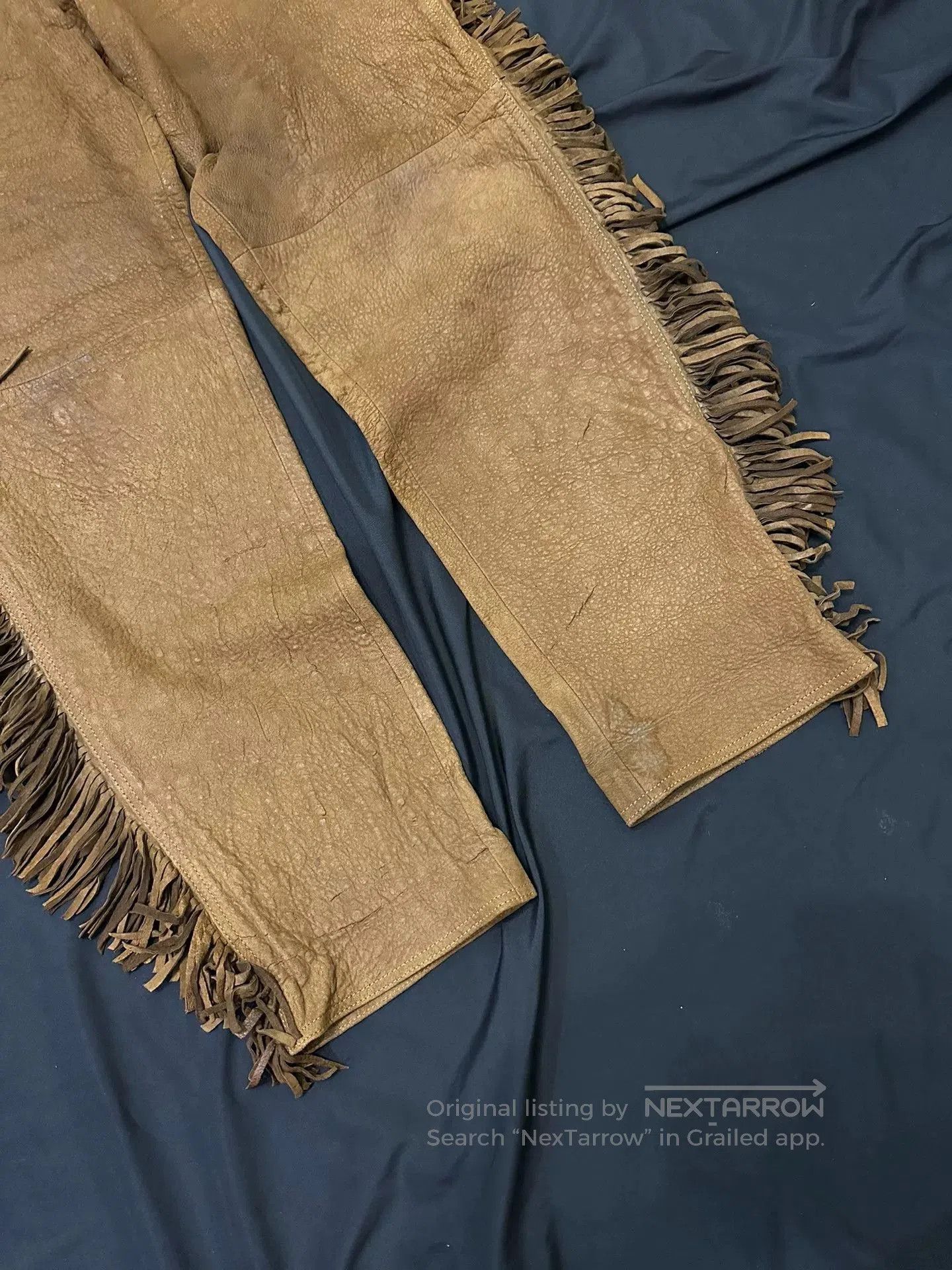 Vintage vintage 90s western fringe leather pants. Size US 28 / EU 44 - 2 Thumbnail