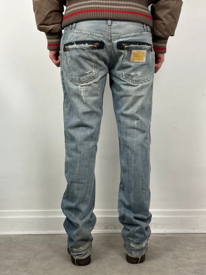 Dolce & Gabbana 2000s Dolce & Gabbana Blue Distressed Denim Jeans Size US 33 - 3 Thumbnail