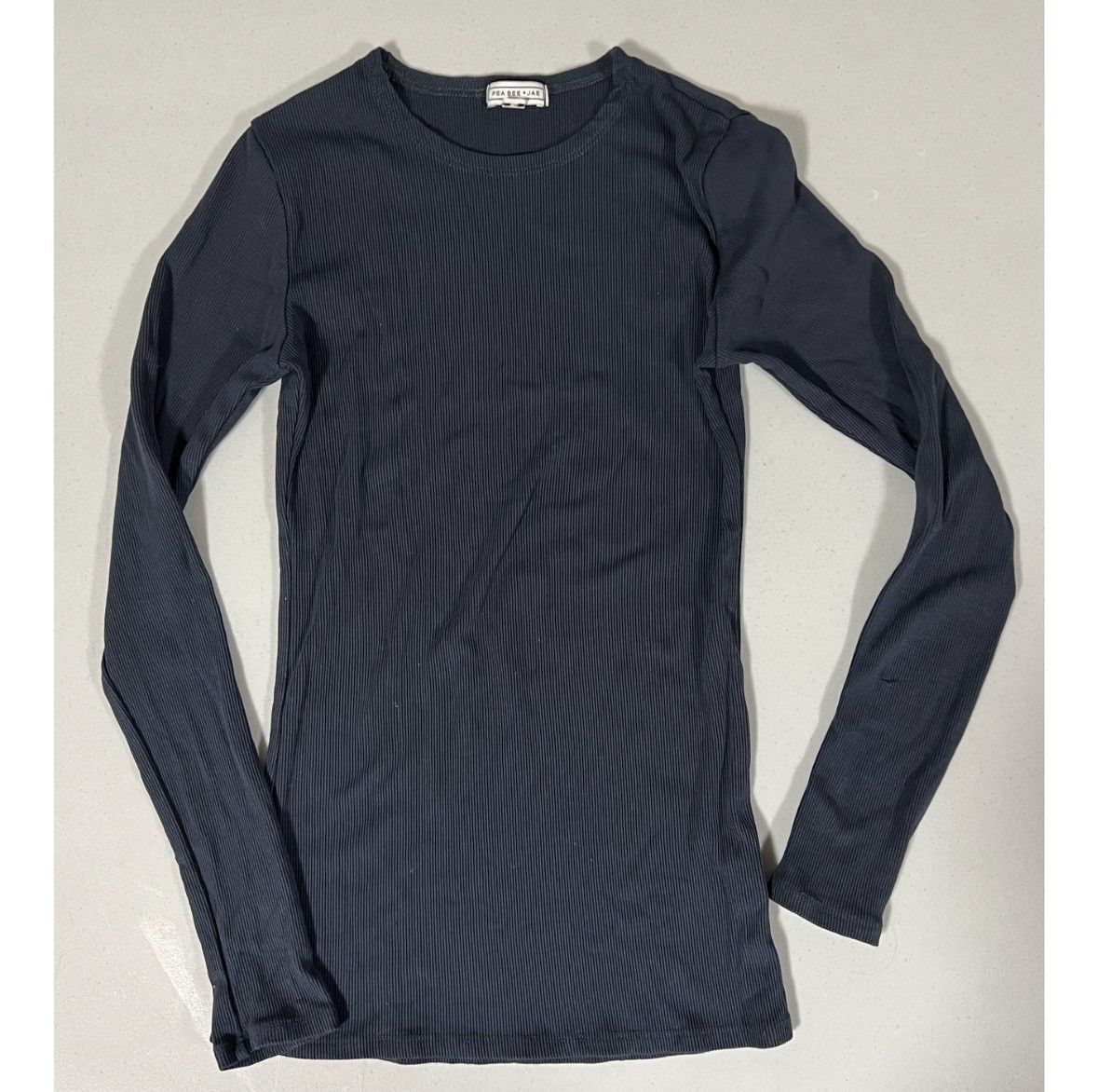 Vintage Navy Blue Ribbed Long Sleeve Crewneck T-Shirt Top Tee XS 💙✨ Size XS / US 0-2 / IT 36-38 - 1 Thumbnail