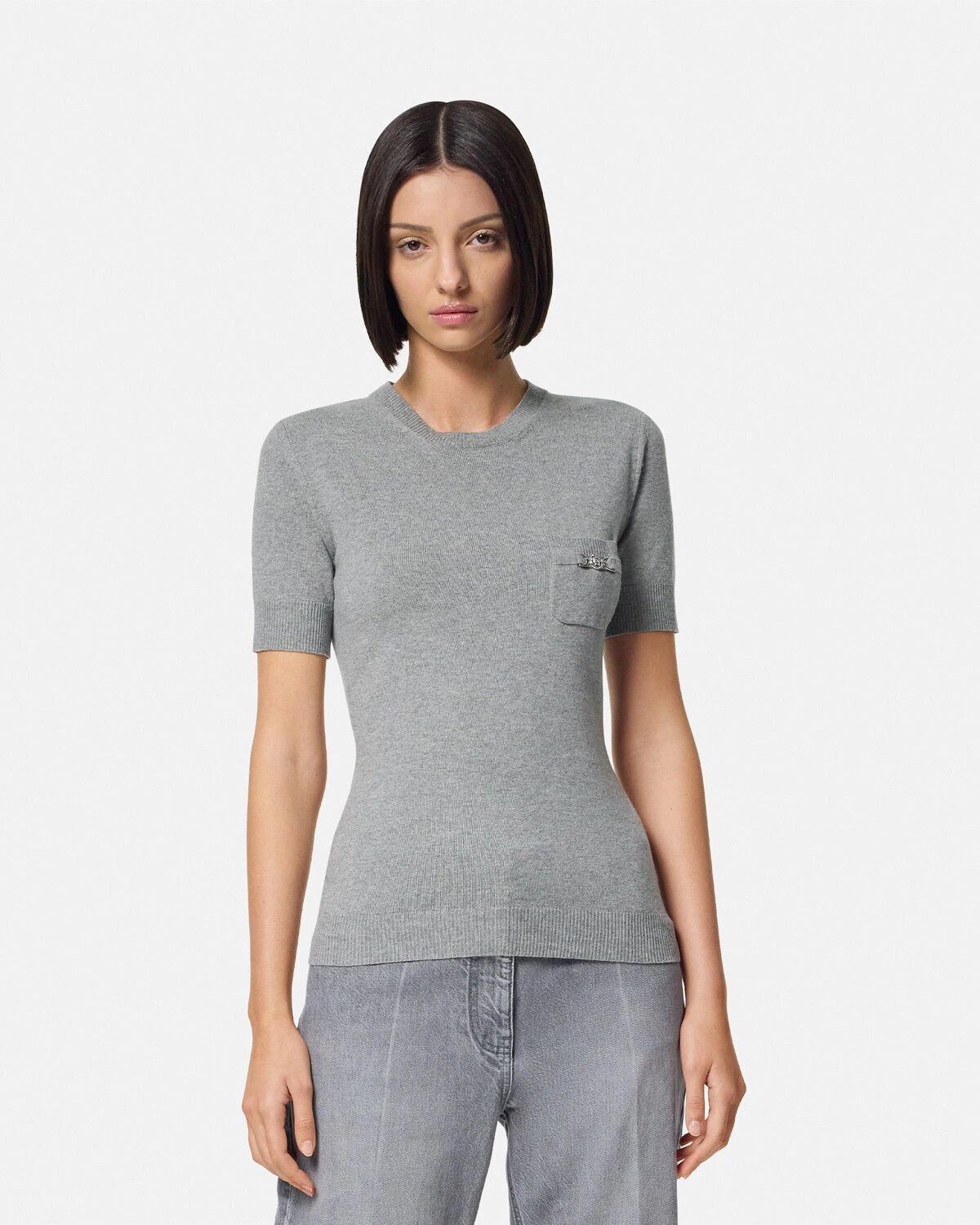Versace o1y0226 Short Sleeves Sweater in Gray Size M / US 6-8 / IT 42-44 - 3 Thumbnail
