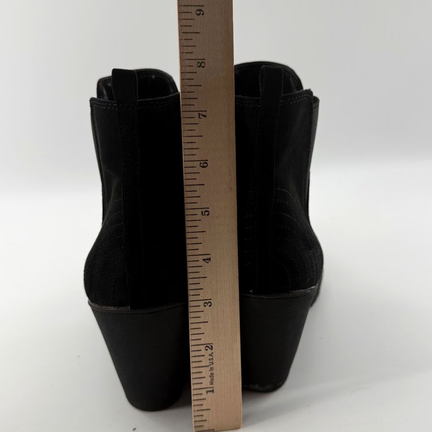Vintage Dexflex Comfort Selma 11W Wedge Ankle Boots Black Fabric Zipper Wide Booties Size US 12 / IT 42 - 6 Thumbnail
