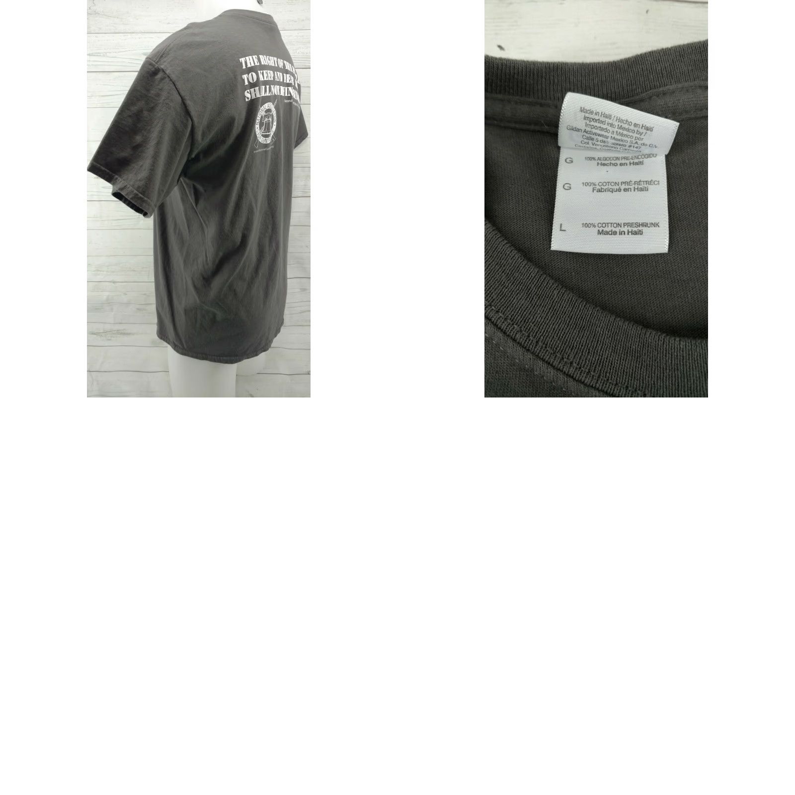 Gildan NRA Don't Tread On Me 2nd Amendment Gun Rights Patriotic T Shirt Gray Large Mens Gildan Short Sleeve Crew Neck Cotton Blend Graphic Tee Vintage: No Size US L / EU 52-54 / 3 - 8 Thumbnail