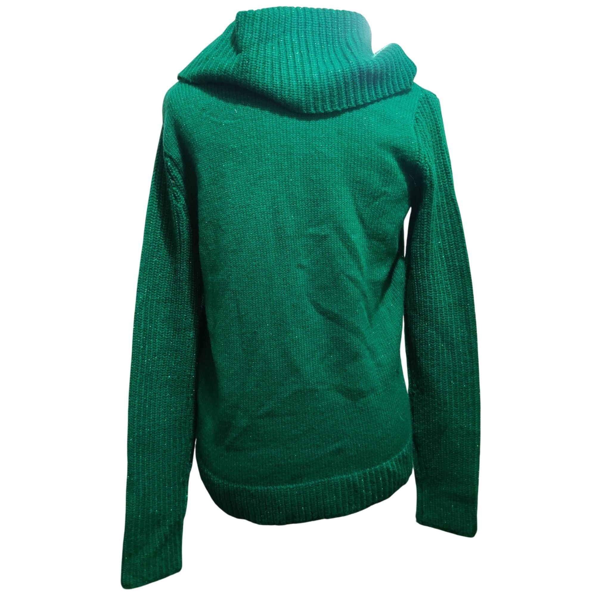 Faded Glory Faded Glory M Green Metallic Cowl Neck Sweater Ribbed Sleeve Size M / US 6-8 / IT 42-44 - 5 Thumbnail
