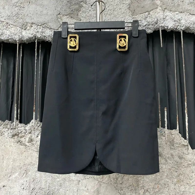 Lanvin Lanvin Black Cotton A-Line Skirt for Summer 0089 Size 26" / US 2 / IT 38 - 1 Thumbnail