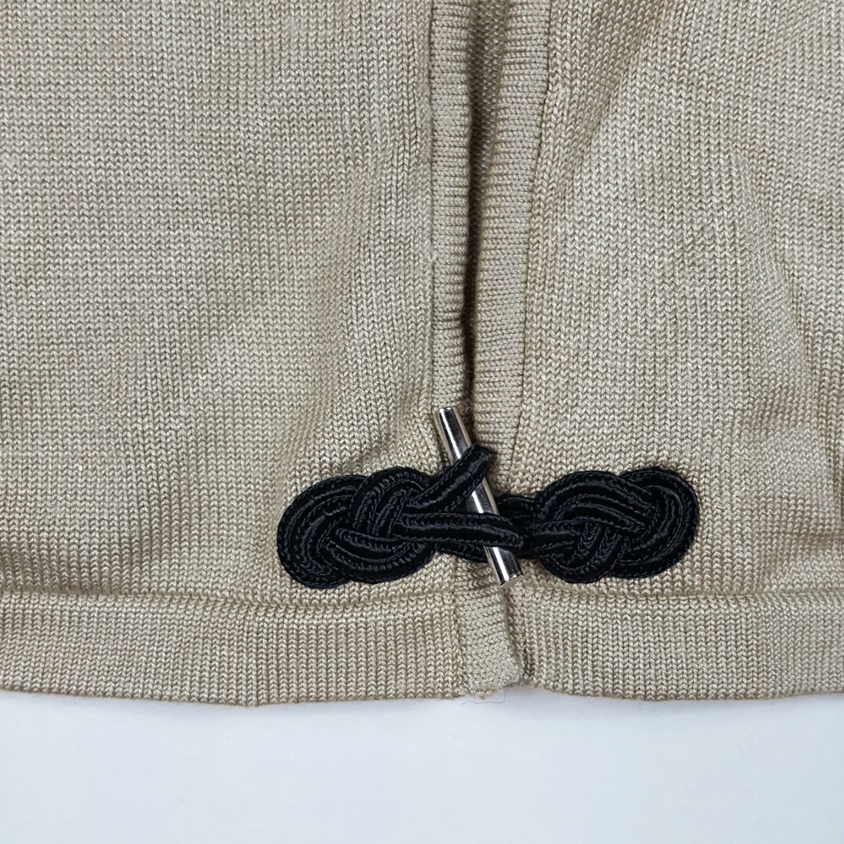 Vintage Jamie Sadock Beige Silk Kimono Style Women's Size S Knit Sweater Button Jacket Size S / US 4 / IT 40 - 4 Thumbnail