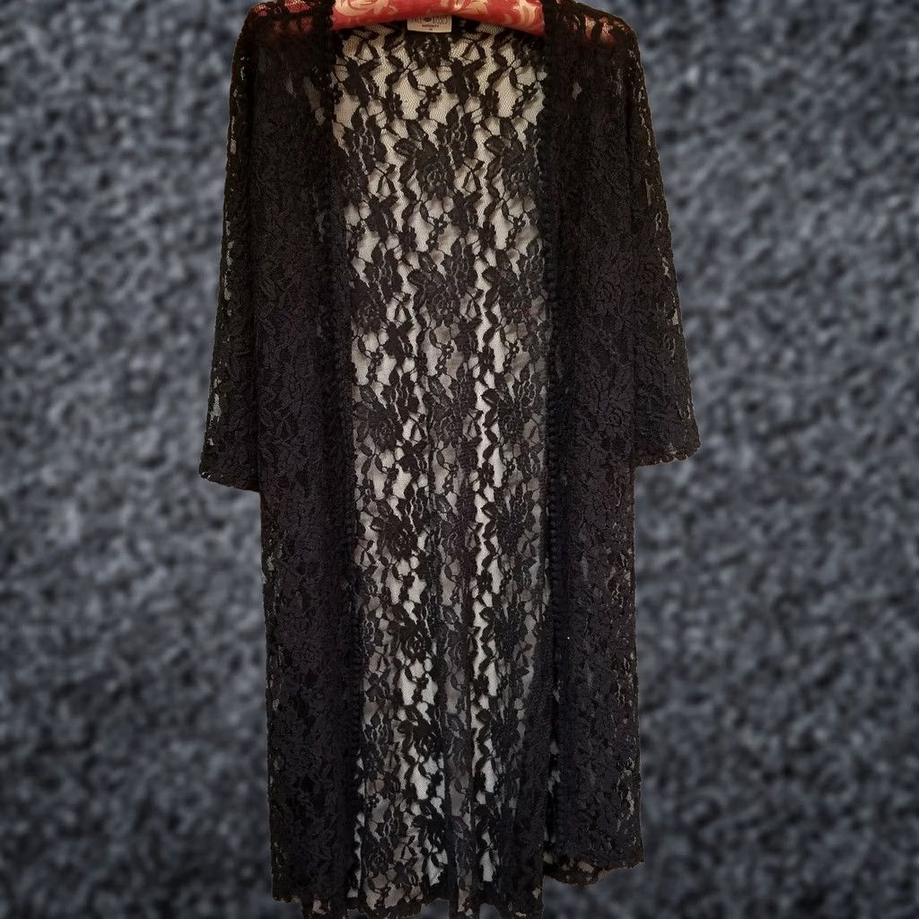 Vintage Free Kisses Maternity Womens Medium Black Lace Cardigan Open Front Casual Size M / US 6-8 / IT 42-44 - 1 Thumbnail
