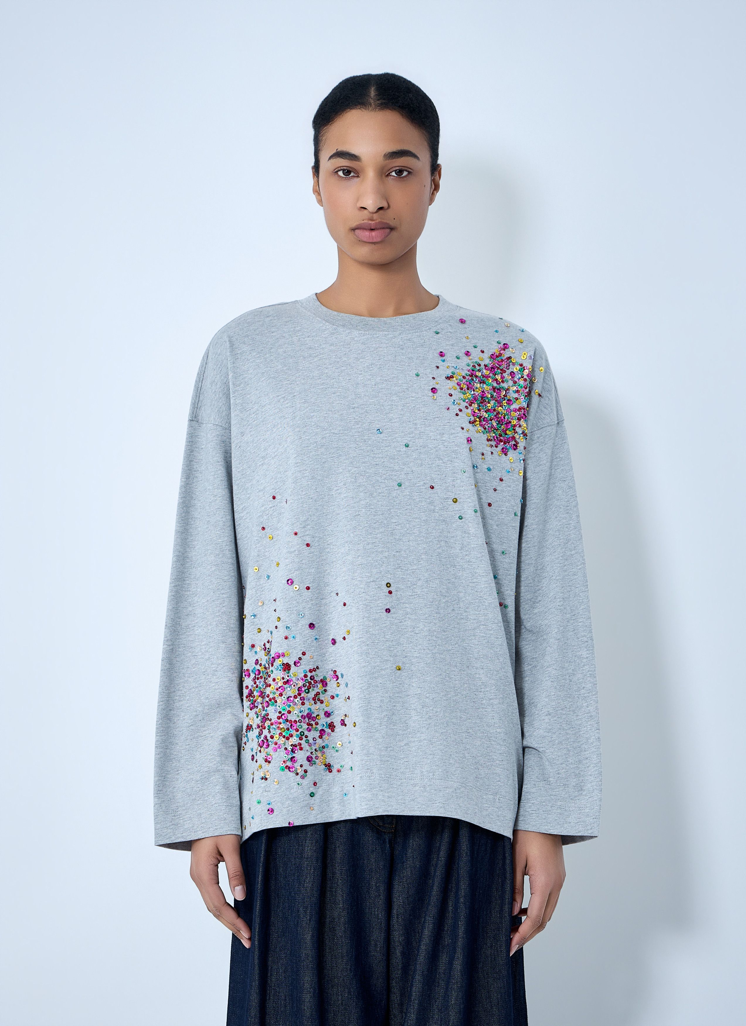 Dries Van Noten Embellished Cotton Jersey Top Size M / US 6-8 / IT 42-44 - 1 Thumbnail