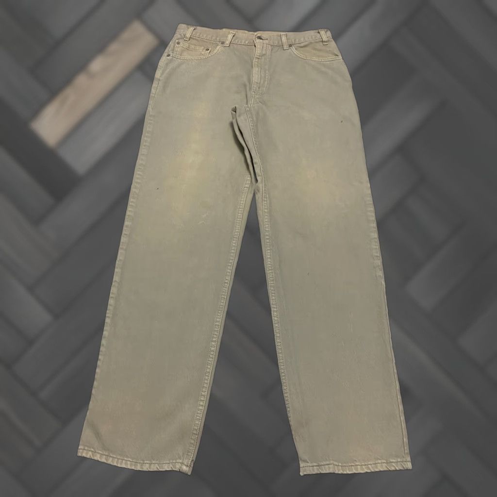 Levi's VINTAGE Levi's 550 Jeans Relaxed Fit Men's 34×31 Denim Beige 5-Pocket USA Straight Size US 34 / EU 50 - 1 Thumbnail