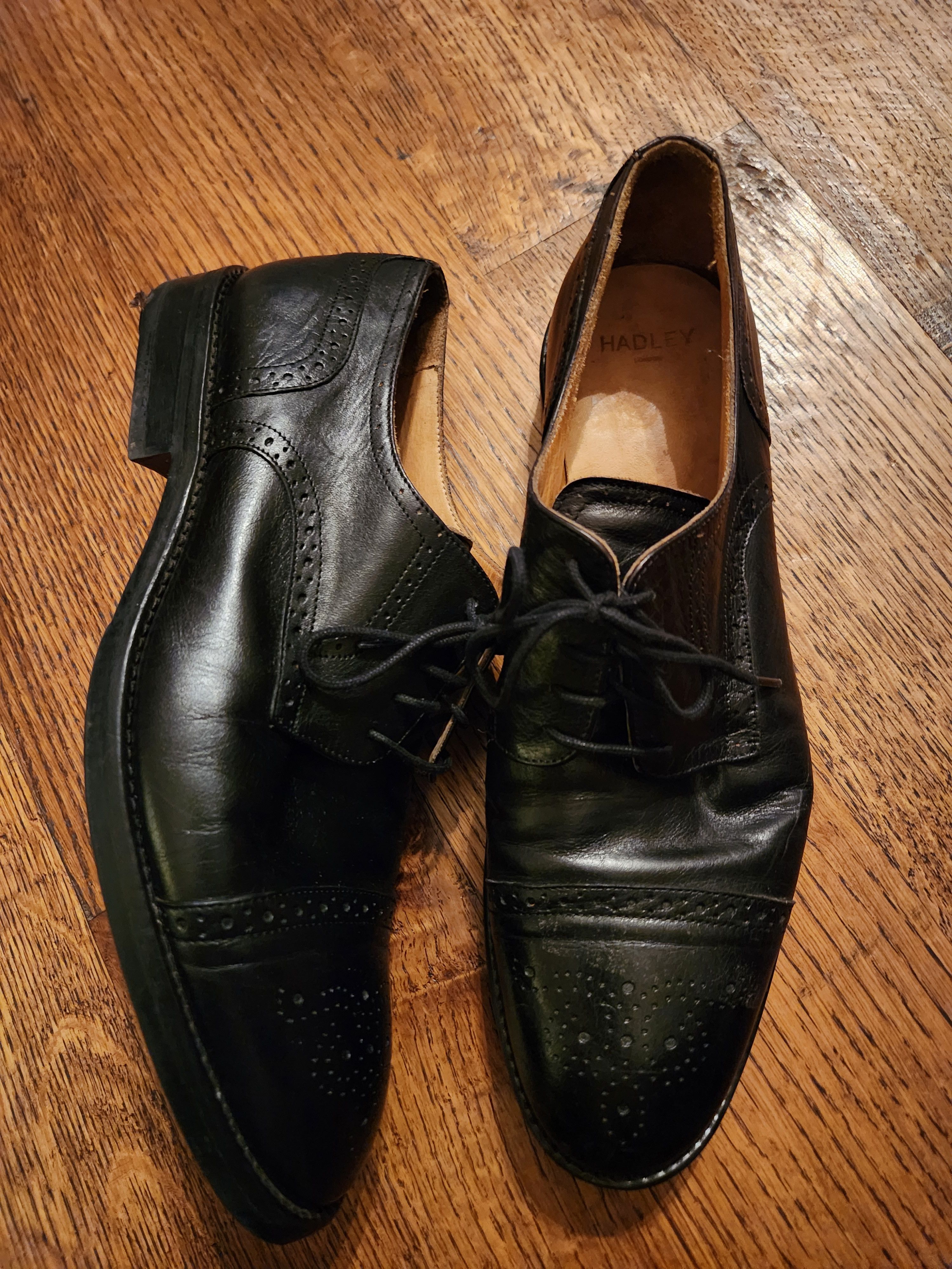 Vintage Vintage Hadley Men's Black Oxfords Lace Up Shoes Size US 10.5 / EU 43-44 - 2 Thumbnail