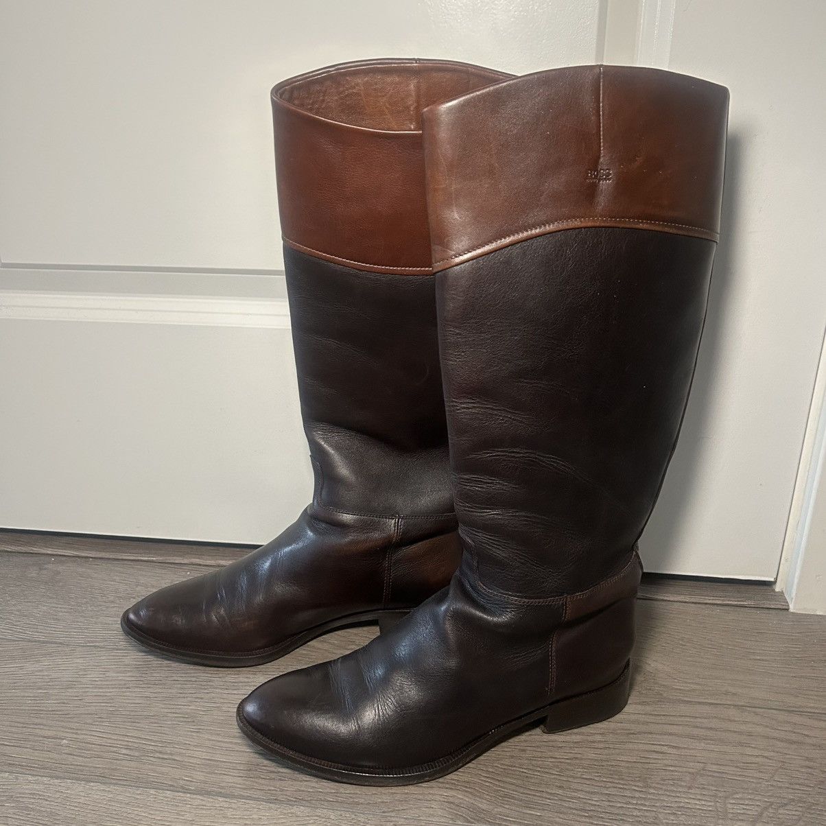 Hugo Boss Hugo Boss Dark and Light Brown Riding Boots EU 38.5 / US 8.5 Size US 8.5 / IT 38.5 - 11 Thumbnail