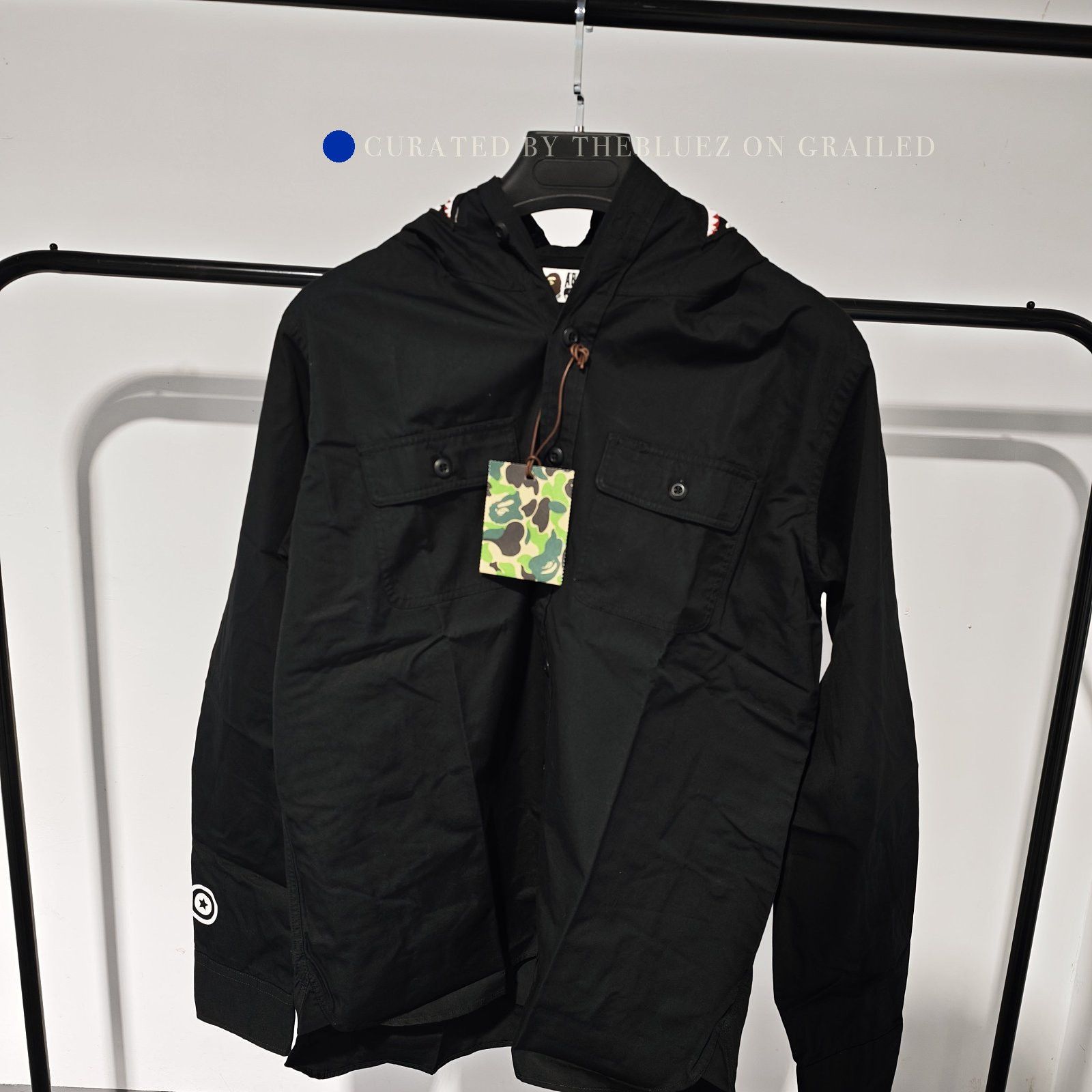 Bape Black Hooded Light Jacket with Chest Pockets - XL Size US XL / EU 56 / 4 - 1 Preview