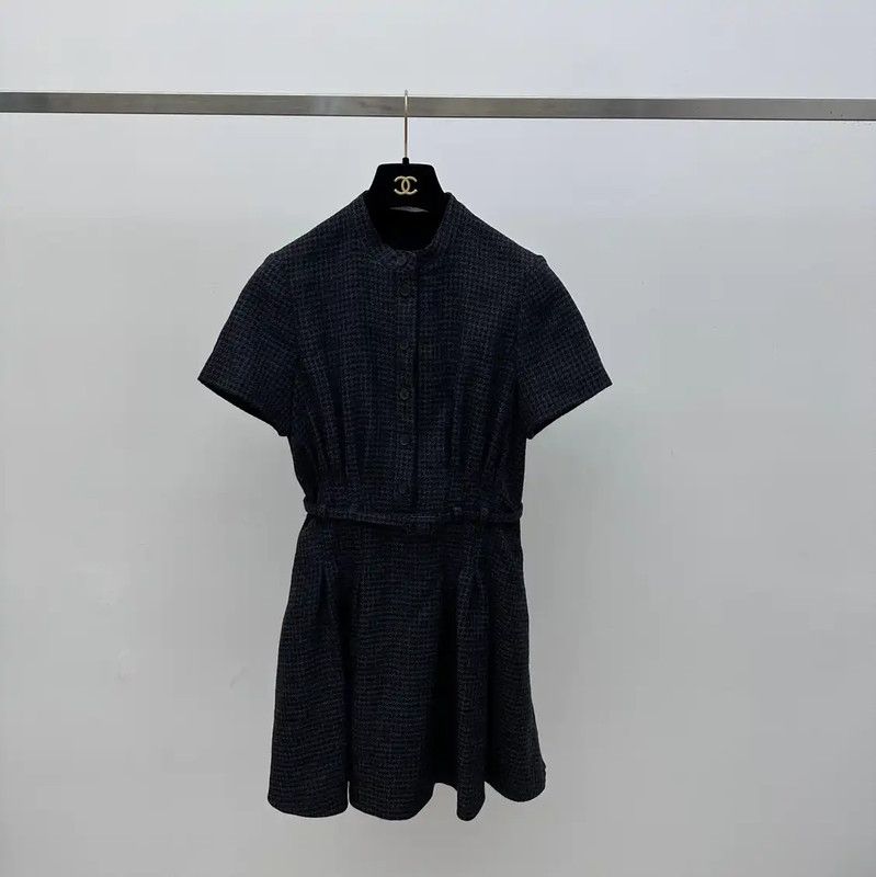 Dior Dior Short Sleeve Gray Wool Dress 0089 Size S / US 4 / IT 40 - 1 Thumbnail