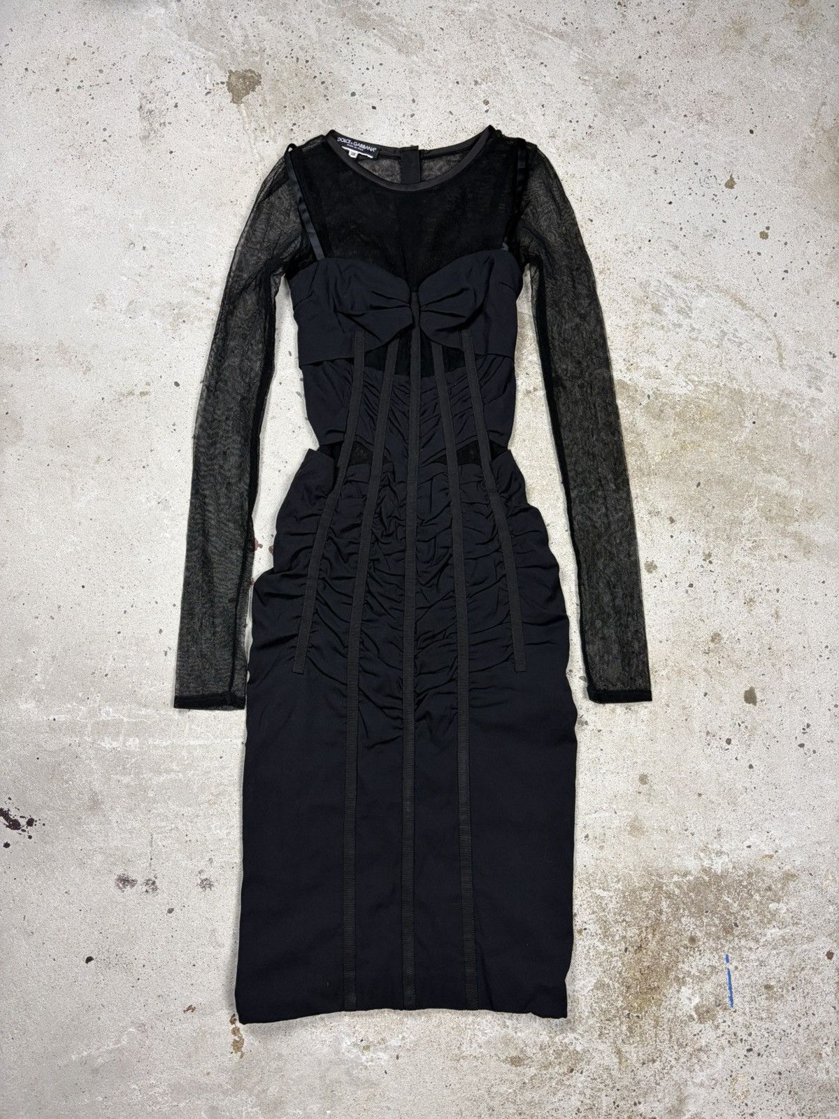 Dolce & Gabbana 2000s Dolce & Gabbana Mesh Silk Corset Dress Sheer Panels Size XS / US 0-2 / IT 36-38 - 1 Thumbnail