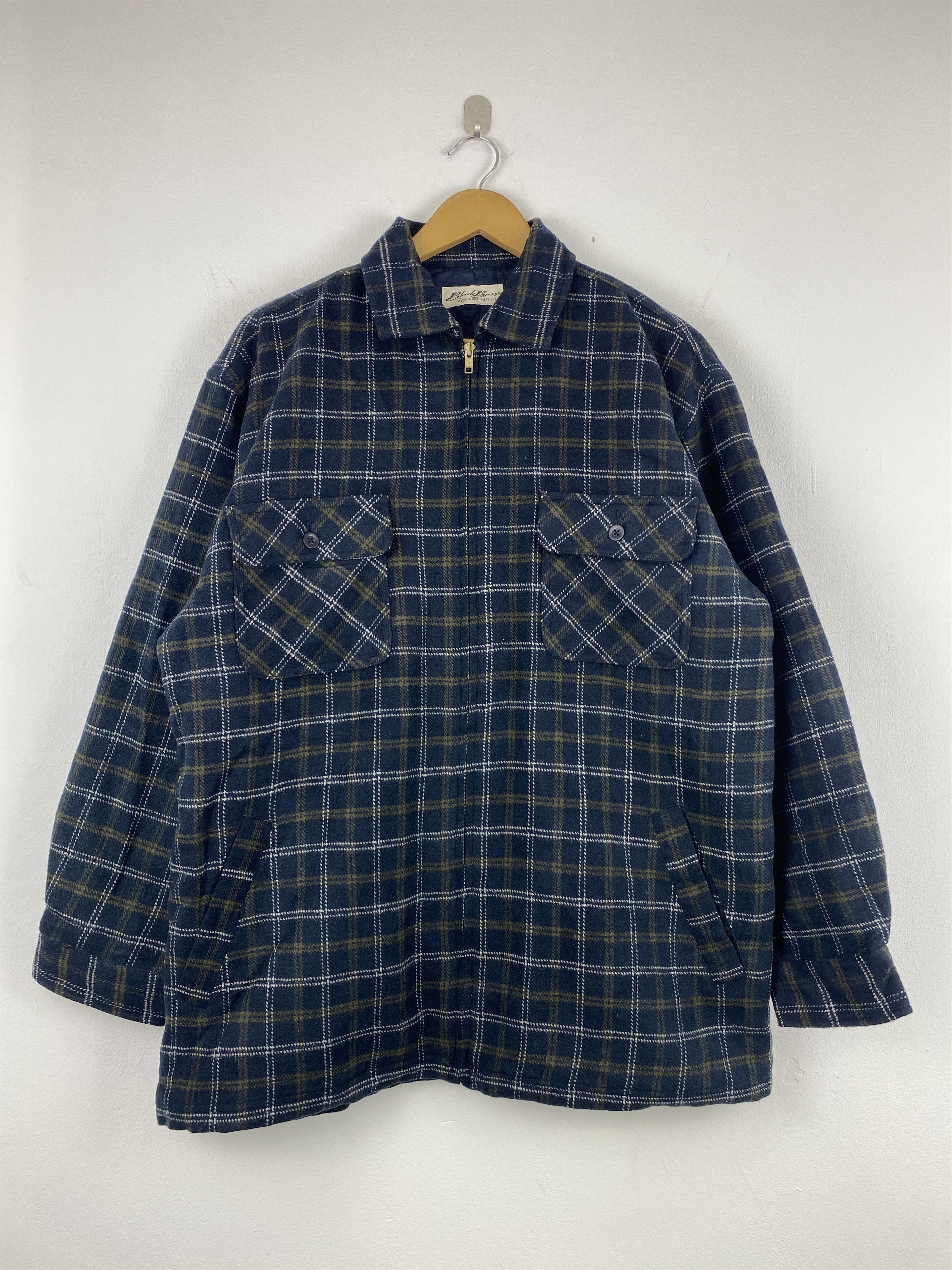 Japanese Brand Vintage BlackBass ShadowPlaid Zipper Flannel Jacket J1986 Size US L / EU 52-54 / 3 - 1 Thumbnail