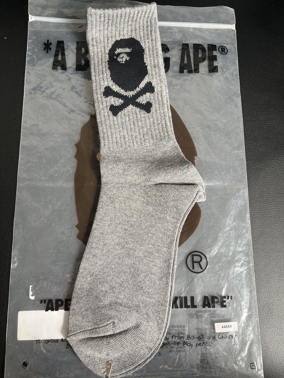 Bape Bape Gray and Black College Socks Size ONE SIZE - 1 Thumbnail