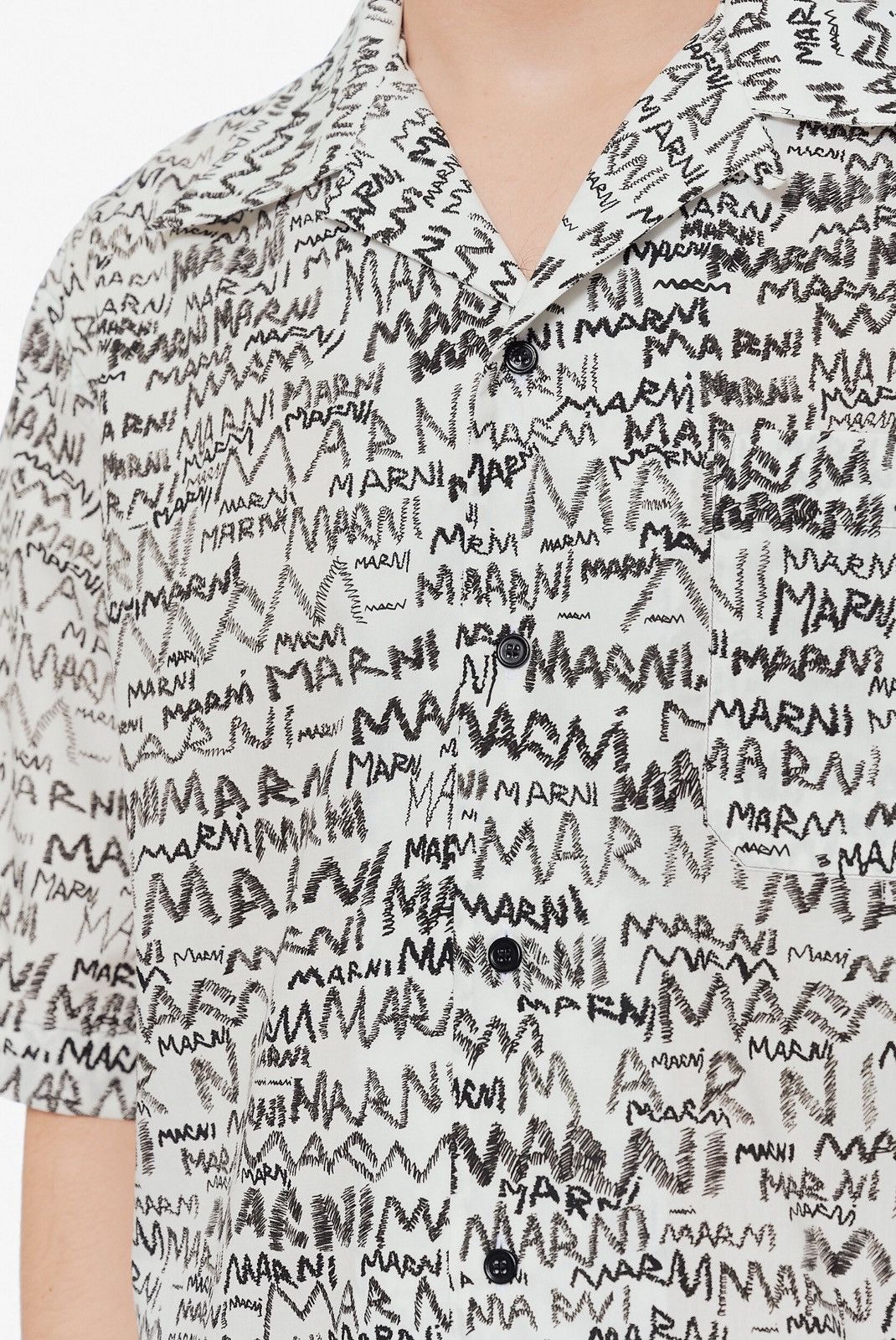 Marni Last Marni Pencil All-Over Logo-Printed Short-Sleeved Shirt Size US S / EU 44-46 / 1 - 3 Thumbnail