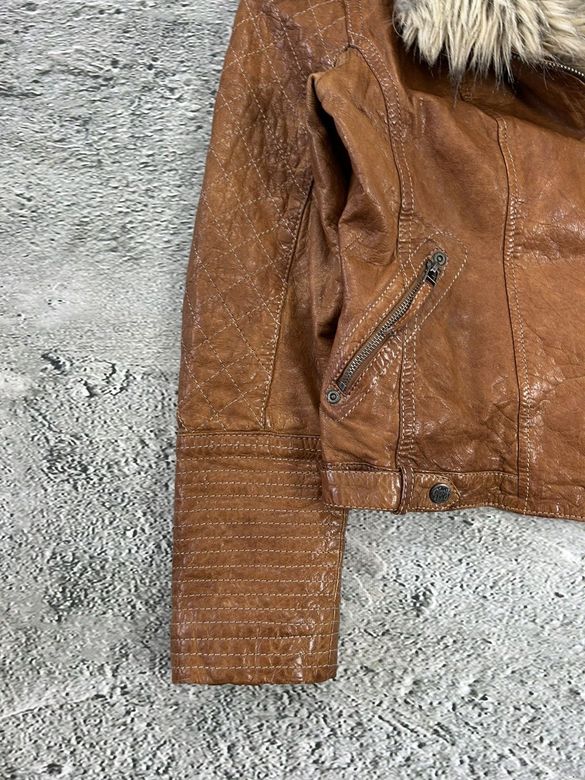 Gipsy Real Leather Jacket Vintage Avantgarde Fur