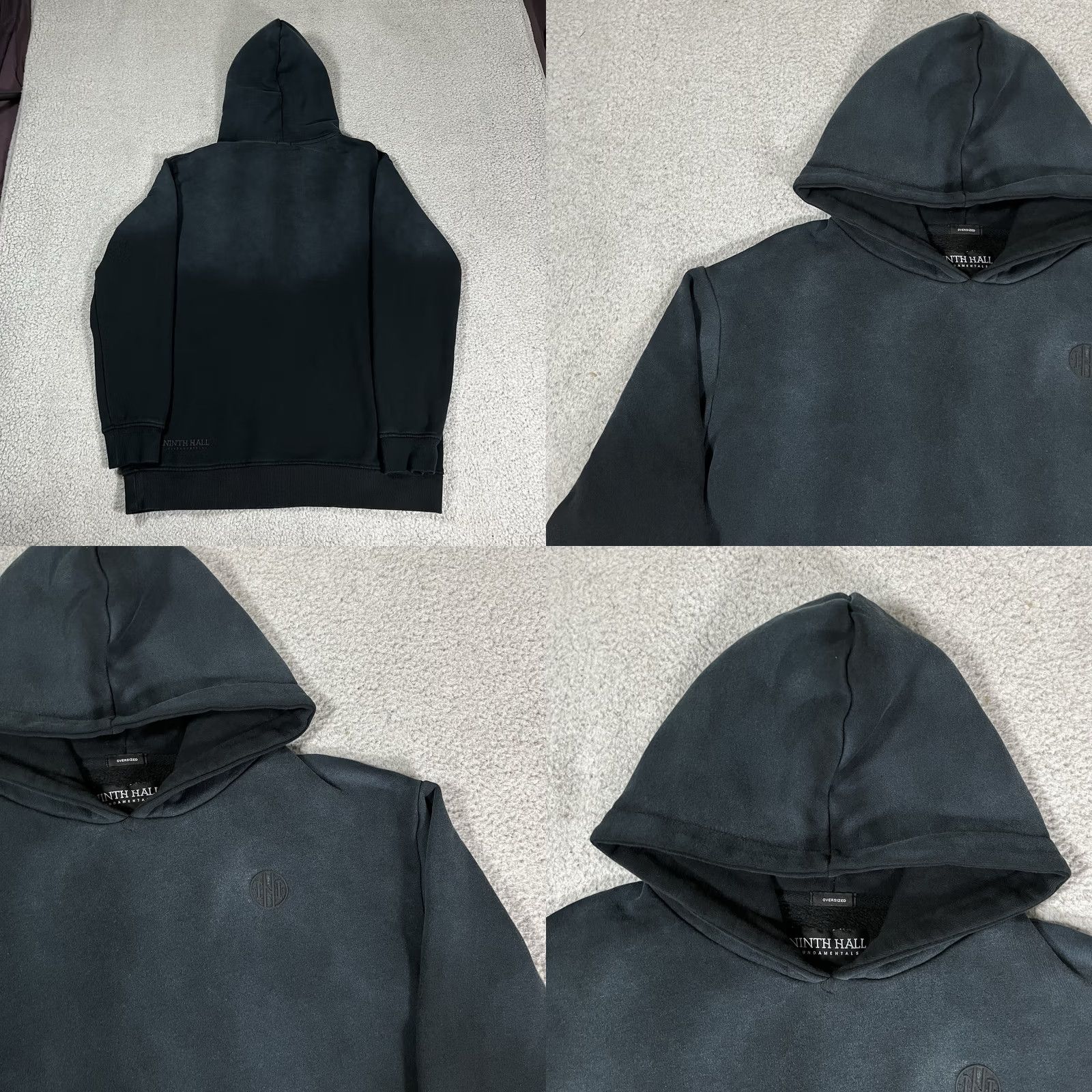 Vintage Fundamentals Hoodie Mens S Black Ombre Wash Pullover Sweatshirt Pockets 90s Grunge Outdoor All Seasons Oversized Logo Regular Fit Size US S / EU 44-46 / 1 - 8 Thumbnail