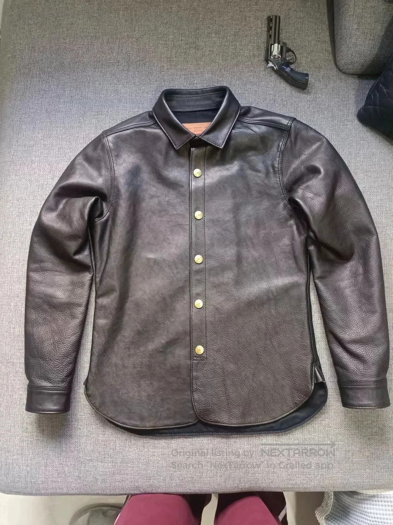 Japanese Brand black leather button. Size US M / EU 48-50 / 2 - 1 Thumbnail