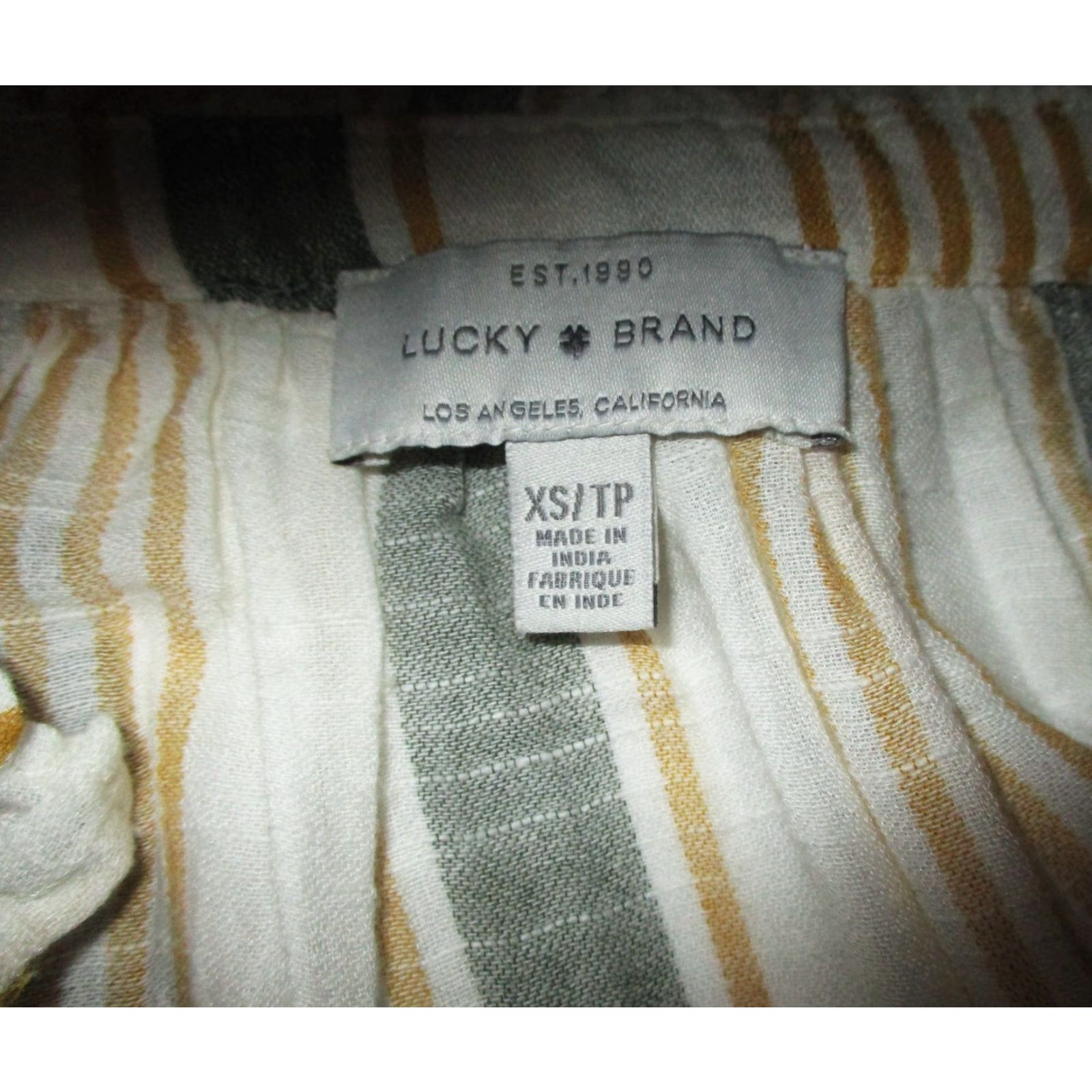 Lucky Brand Lucky Brand Shirt Women XS Yellow Green V-Neck Rope Tie 3/4 Sleeve Size XS / US 0-2 / IT 36-38 - 6 Thumbnail
