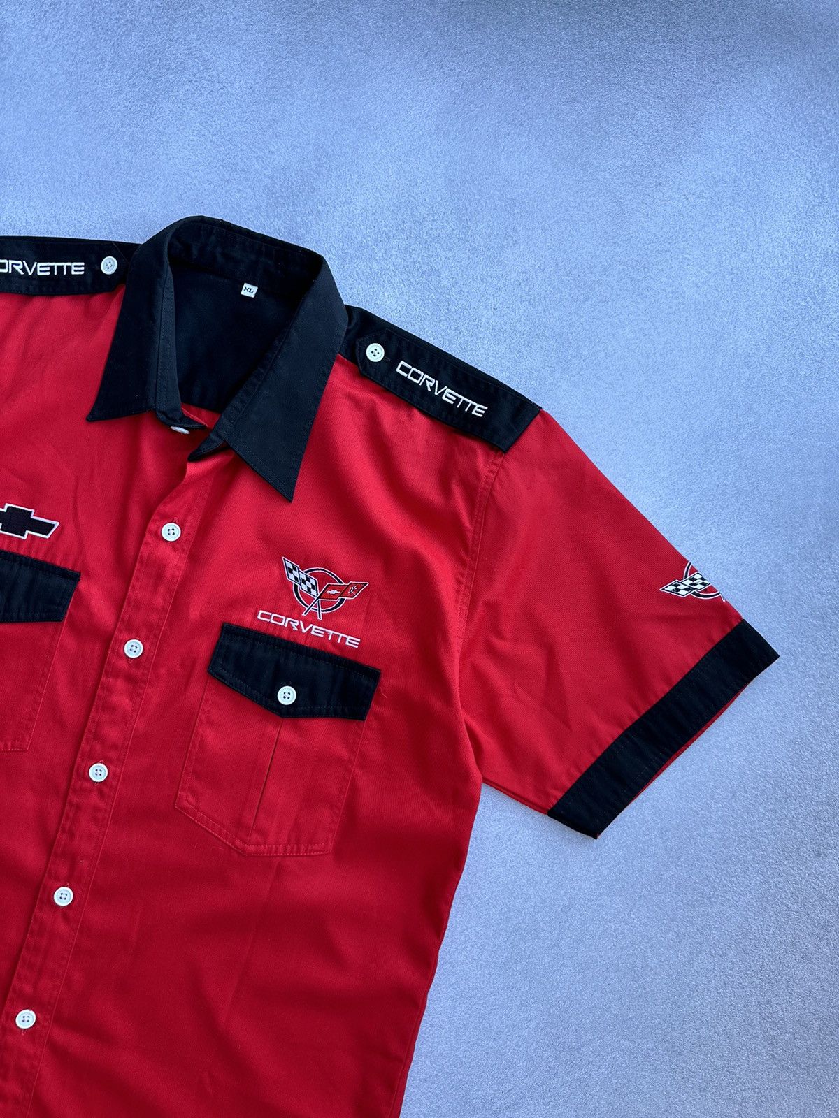 Vintage VTG Chevrolet Corvette Racing Red Short Sleeve Buttons Shirt Size US XL / EU 56 / 4 - 6 Thumbnail