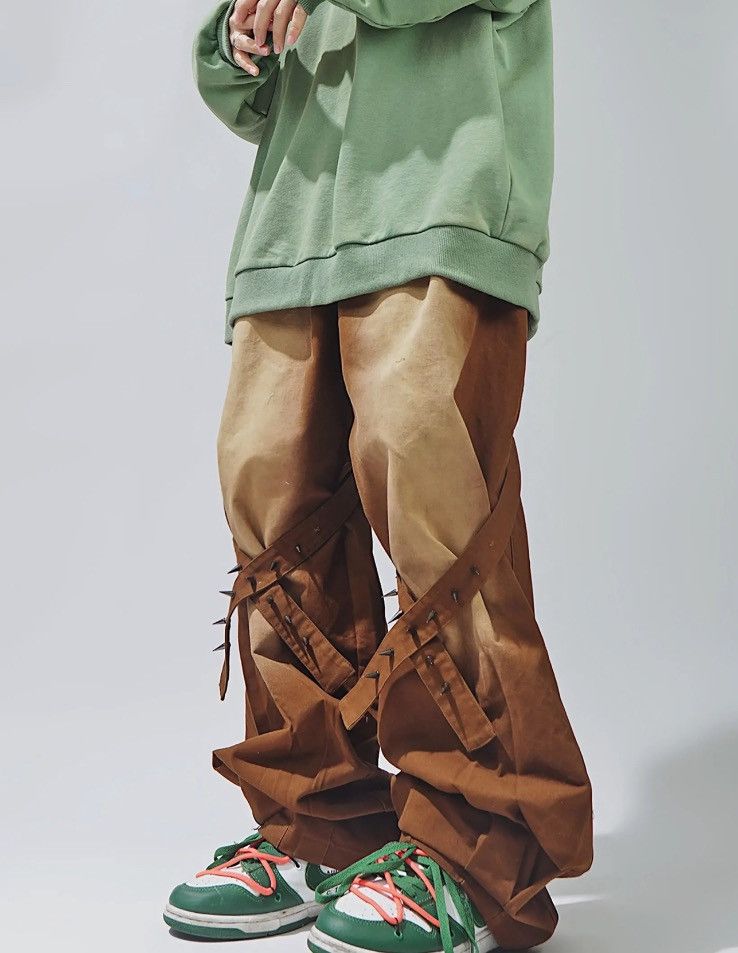 image of Distressed Denim x Jean Gothic Spike Knee Washed Pant in Brown, Men's (Size 39)