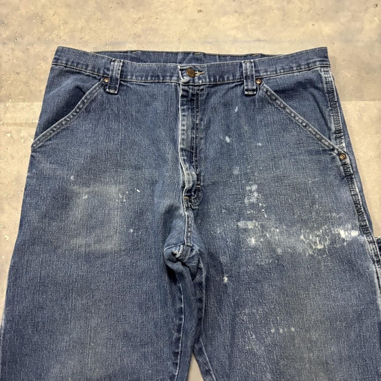 Japanese Brand × Vintage Crazy Vintage Y2K/2000s Dark Wash Workwear Carpenter Denim Jeans! Size US 36 / EU 52 - 5 Thumbnail