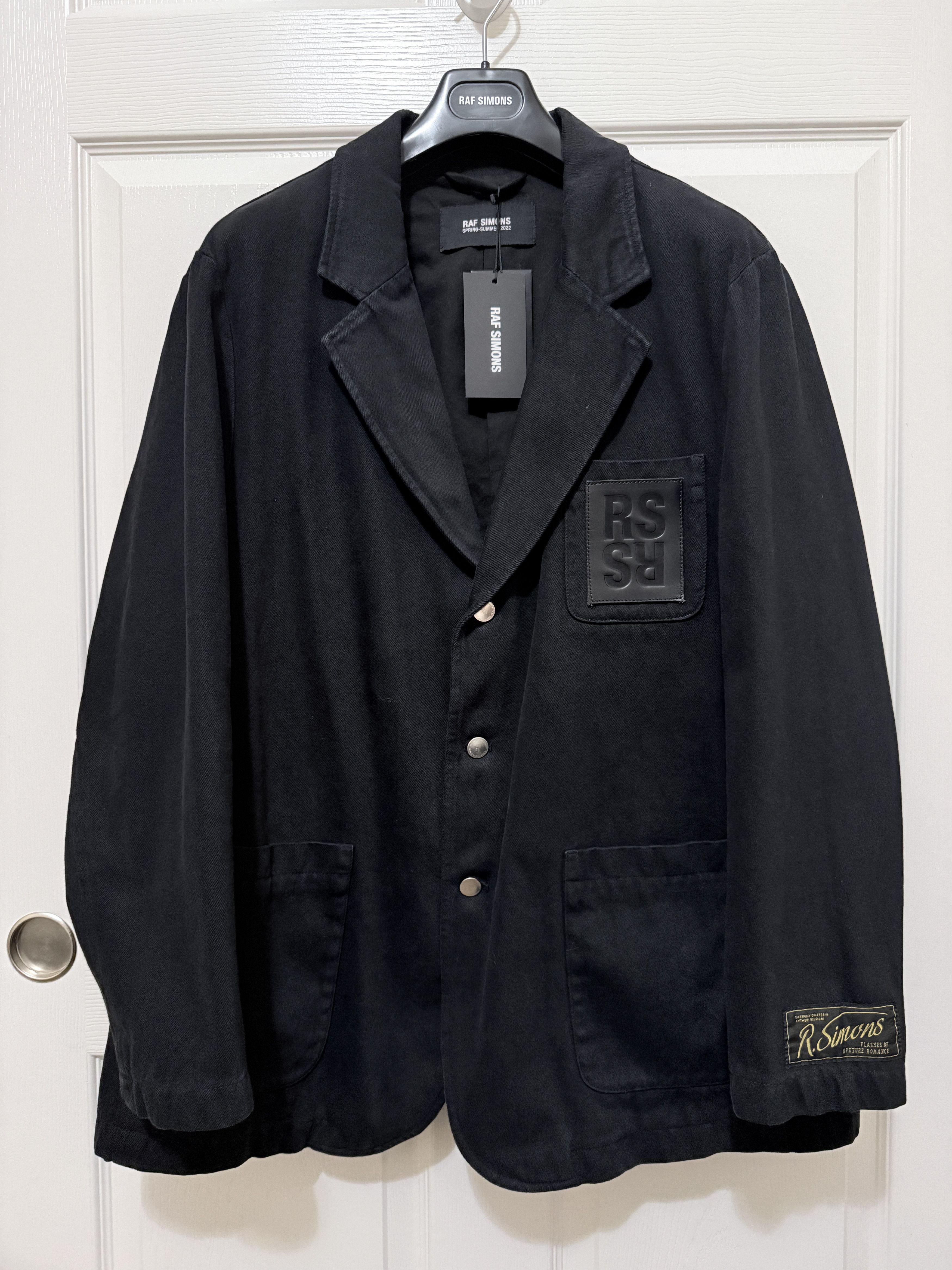 Raf Simons SS22 Black Denim Blazer Jacket Size US S / EU 44-46 / 1 - 1 Thumbnail