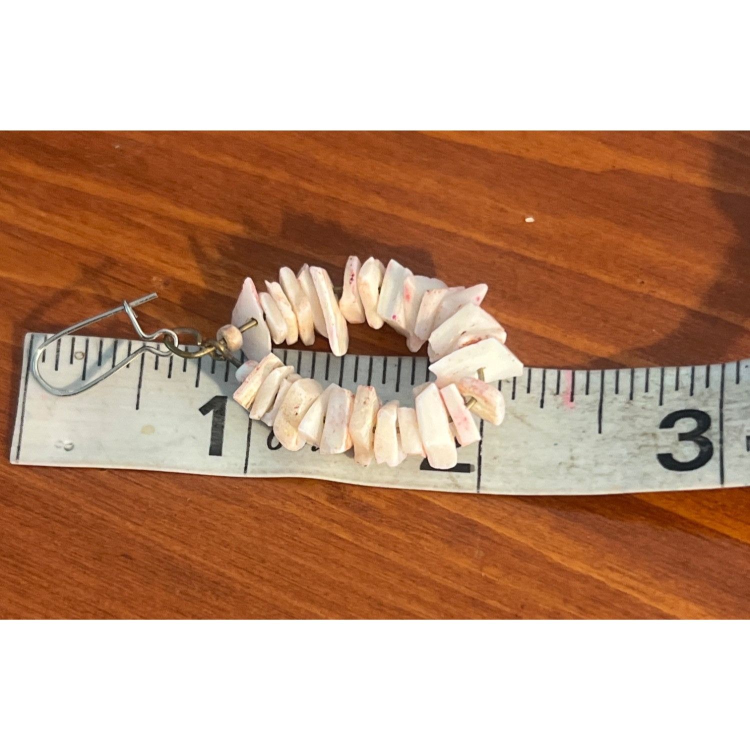 Other Vintage White Pink Puca Shell Dangle Earrings Kidney Hooks E Size ONE SIZE - 4 Thumbnail