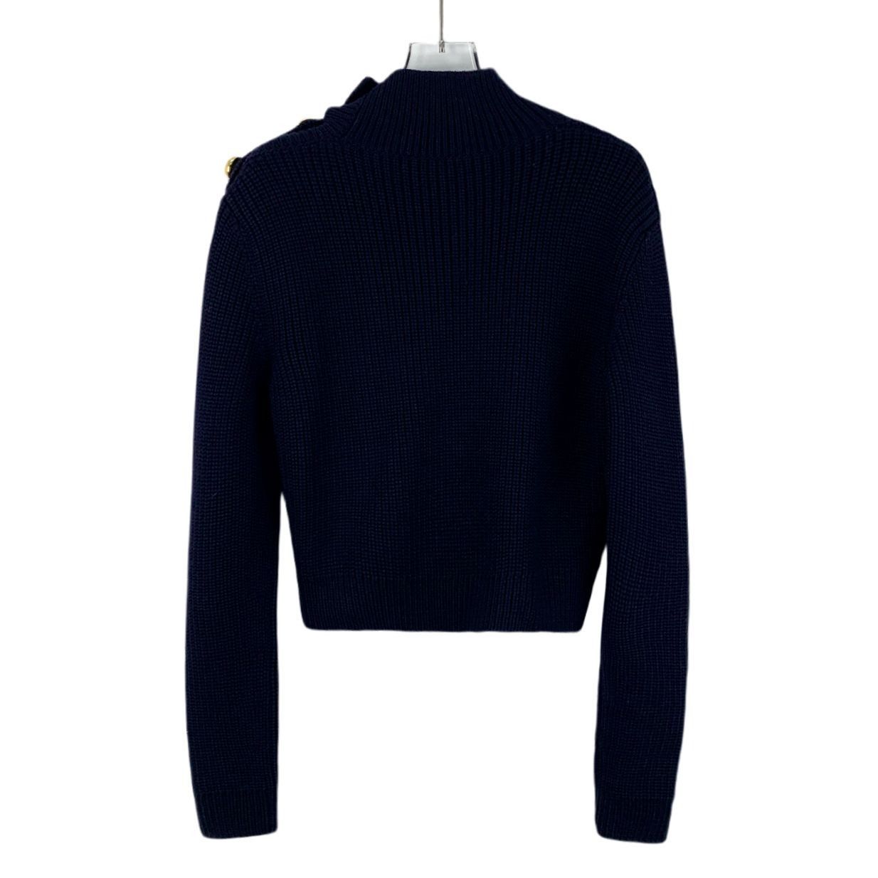 Prada PRADA Milano Navy Cropped Sweater With Gold Buttons 100% Vir Size XS / US 0-2 / IT 36-38 - 19 Thumbnail