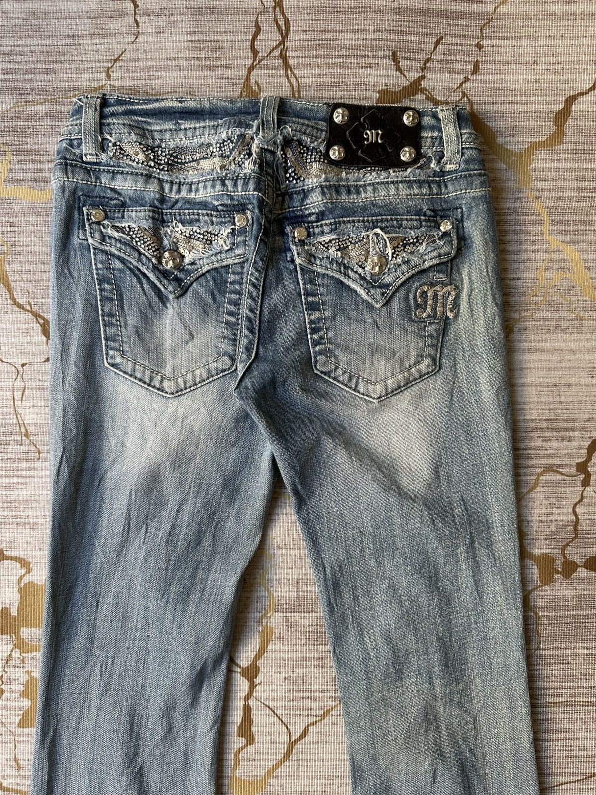 Miss Me FLARE Miss Me Distressed Swaroski Design Jeans Size 28" / US 6 / IT 42 - 17 Thumbnail