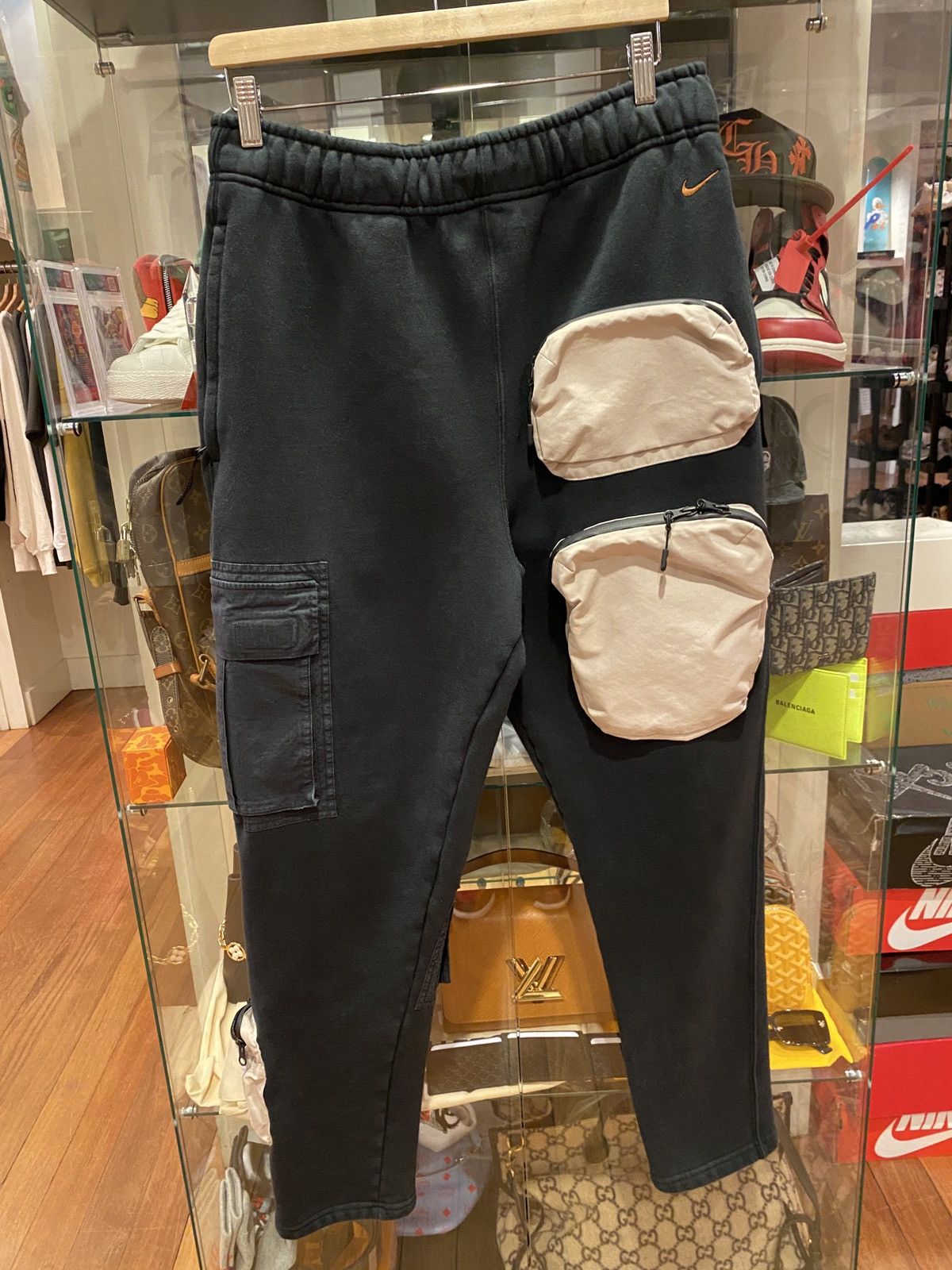 image of Nike x Travis Scott Cargo Tech Fleece Bottoms Xxl in Black, Men's (Size 36)