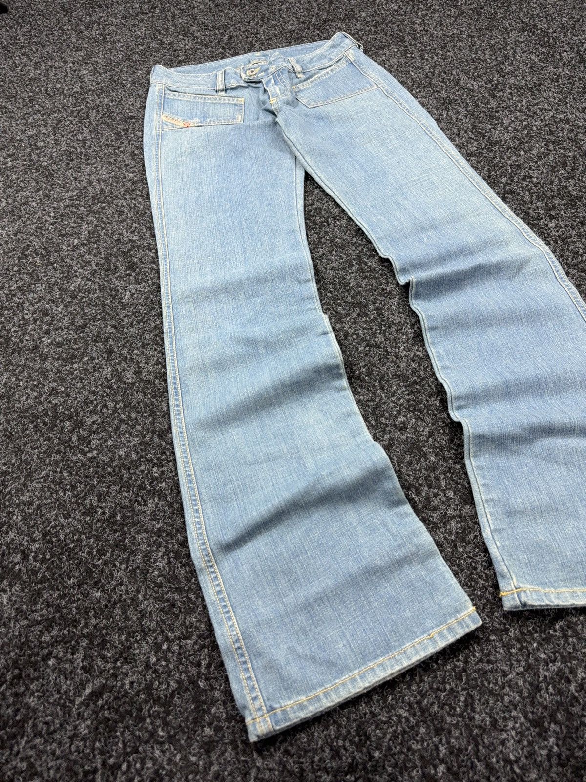 Diesel 90s Retro Diesel P-Hush Y2K Low Rise Flared Denim Jeans Size 27" / US 4 / IT 40 - 2 Thumbnail