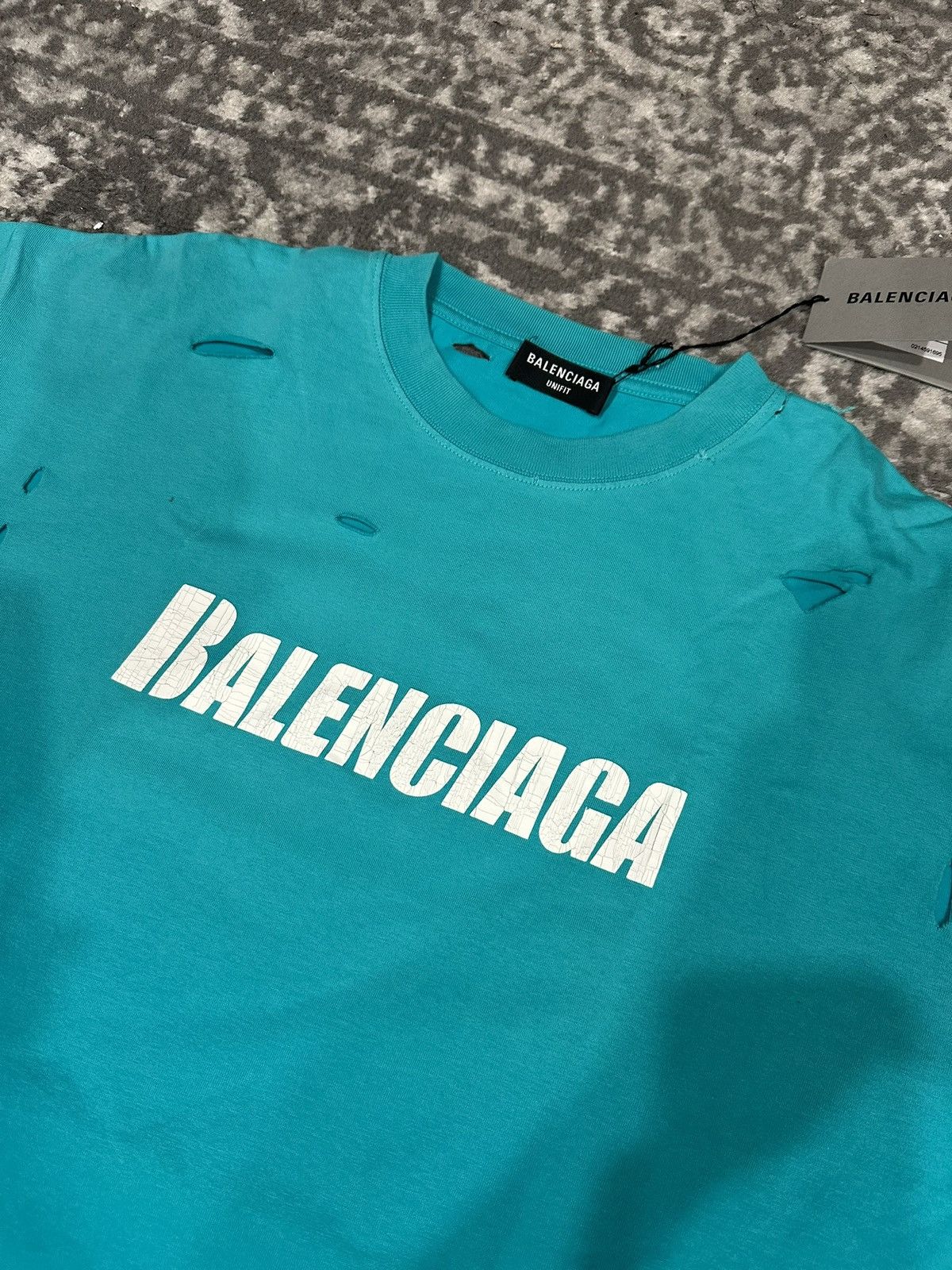 Balenciaga Balenciaga Caps Destroyed Flatground Tee | Grailed