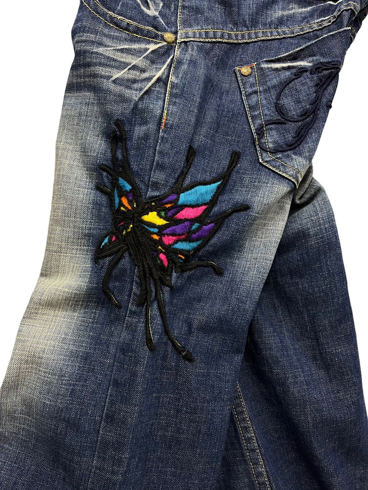 Arts & Science FYE TATTOO🔥RED PEPPER Butterfly Embroidery Wide Flare Denim Size 29" - 3 Thumbnail