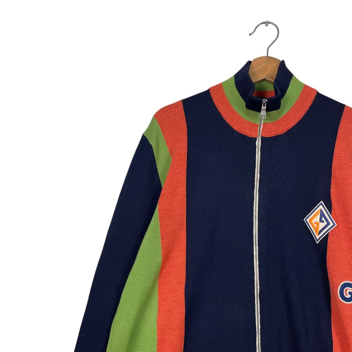 Gucci Gucci Logo-Appliquéd Striped Wool Zip-Up Sweater Jacket Size US L / EU 52-54 / 3 - 6 Thumbnail