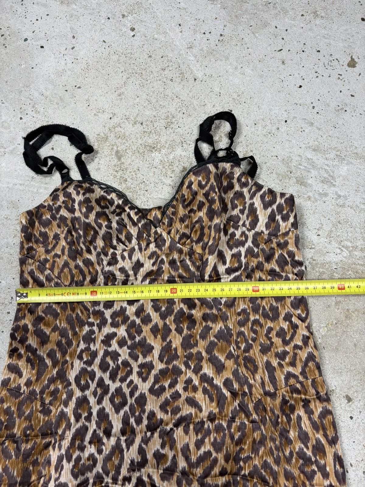 Dolce & Gabbana Vintage 2000s Dolce & Gabbana Leopard Print Slip Dress Lace Size M / US 6-8 / IT 42-44 - 21 Thumbnail