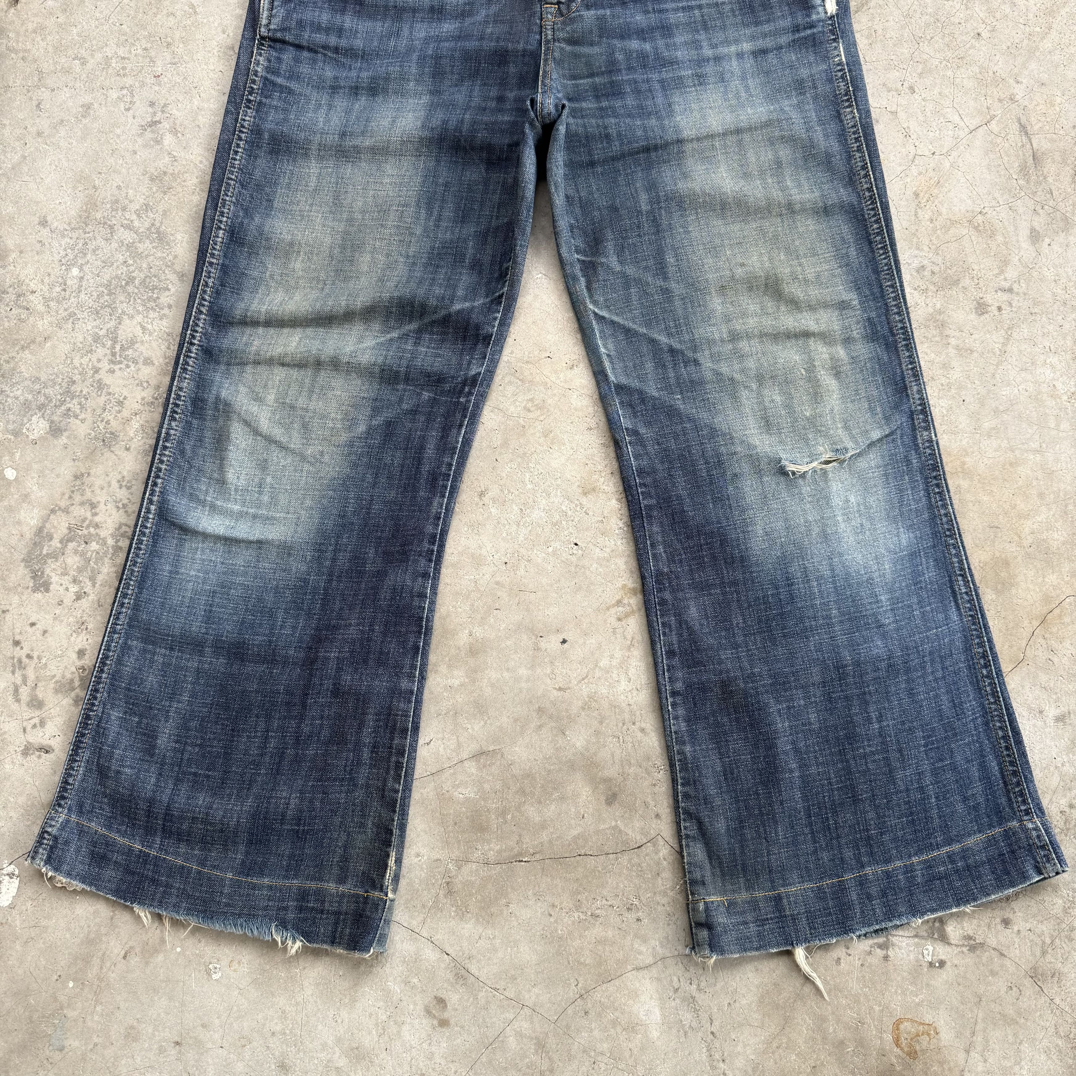 Japanese Brand W33 Vintage 55DSL Flare Denim Faded Jean Pants Size US 33 - 3 Thumbnail
