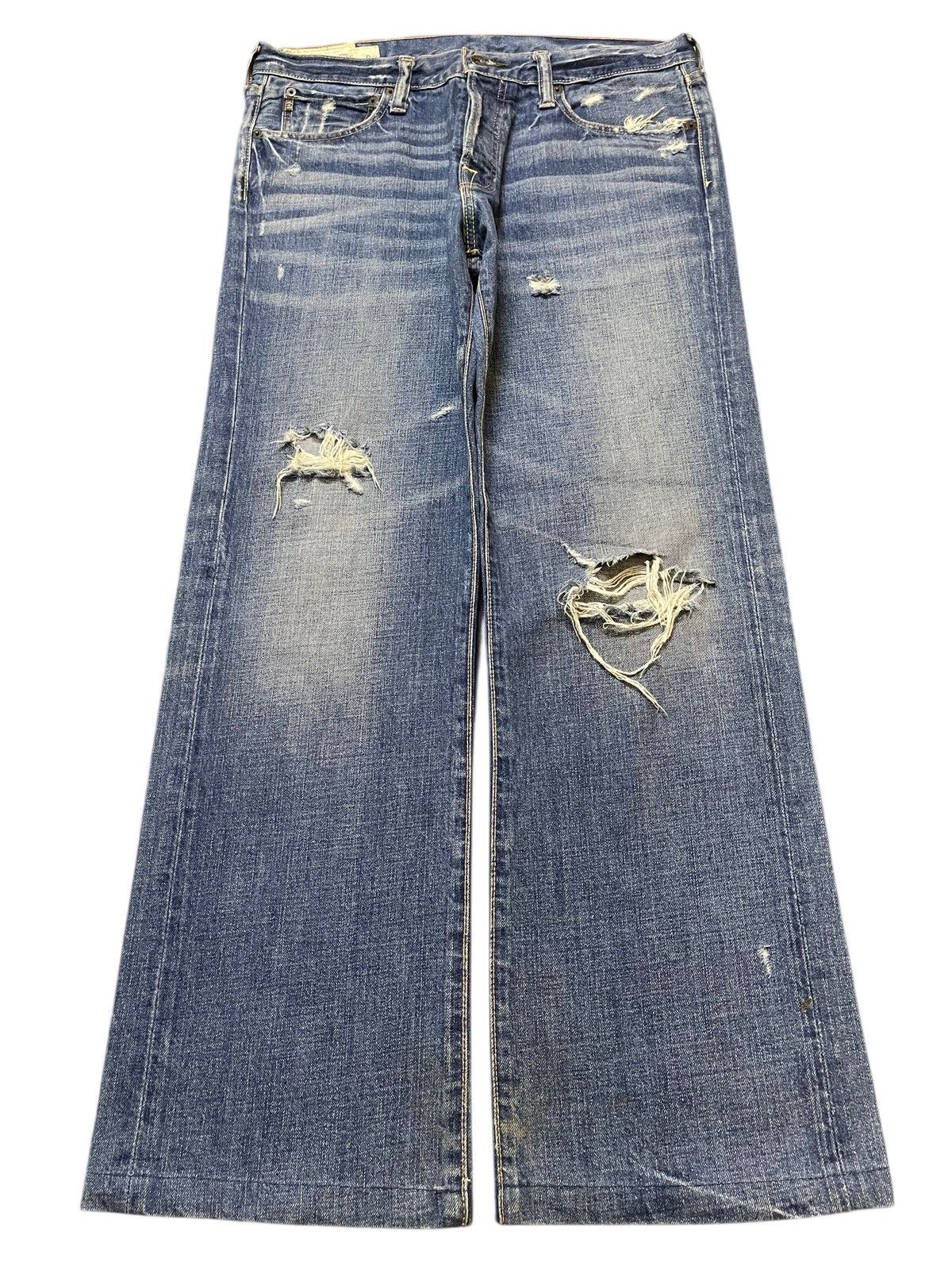 Abercrombie & Fitch Vintage Abercrombie & Fitch Blue Wash Distressed Baggy Jeans Size US 35 - 1 Thumbnail