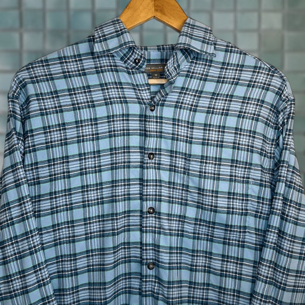 Peter Millar VINTAGE Peter Millar Shirt Mens Medium Crown Sport Plaid Button Up Preppy Casual Poly Blend Size US M / EU 48-50 / 2 - 1 Thumbnail