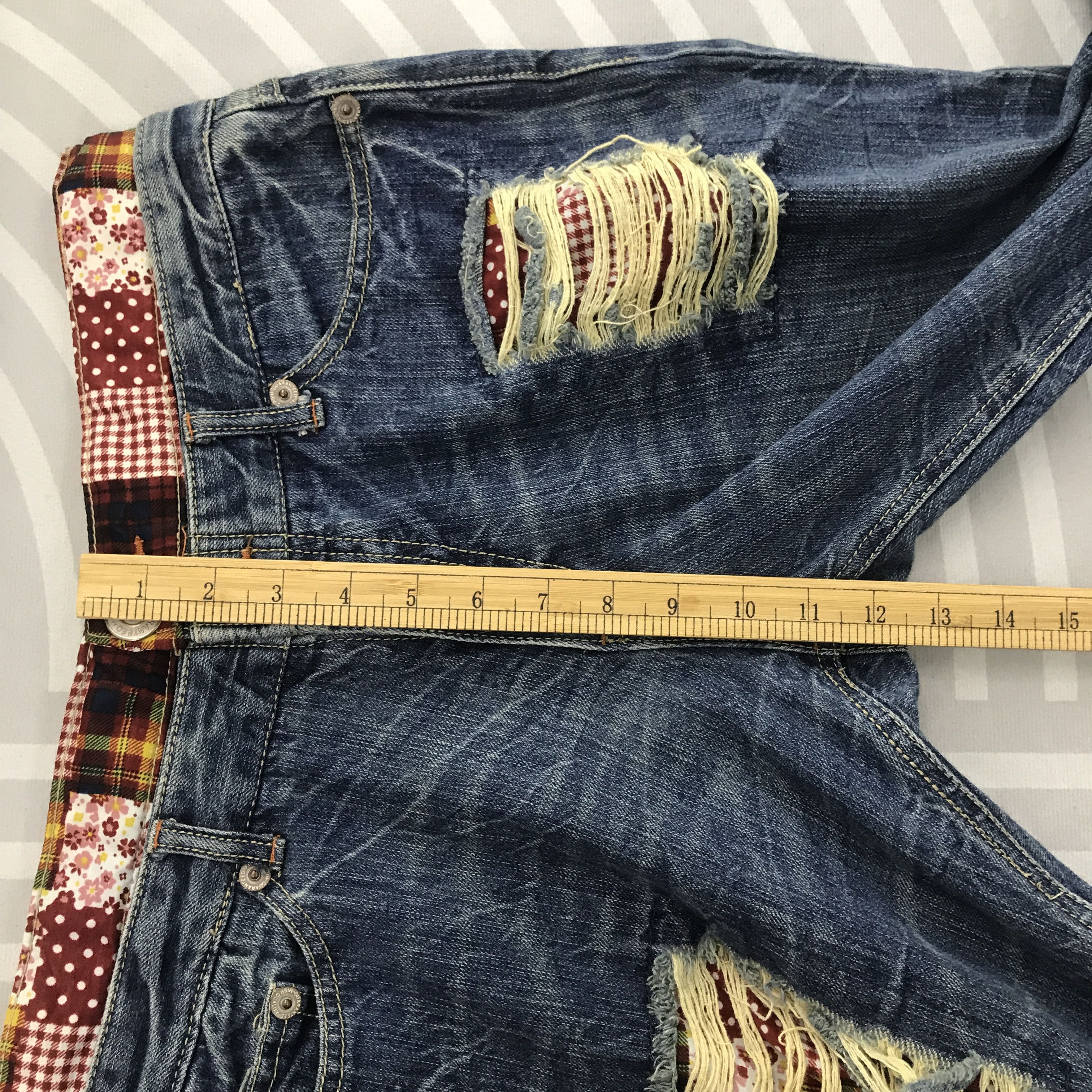 Japanese Brand × Vintage Vtg Double wais Japanese Brand Distressed Denim pants Size US 30 / EU 46 - 8 Thumbnail