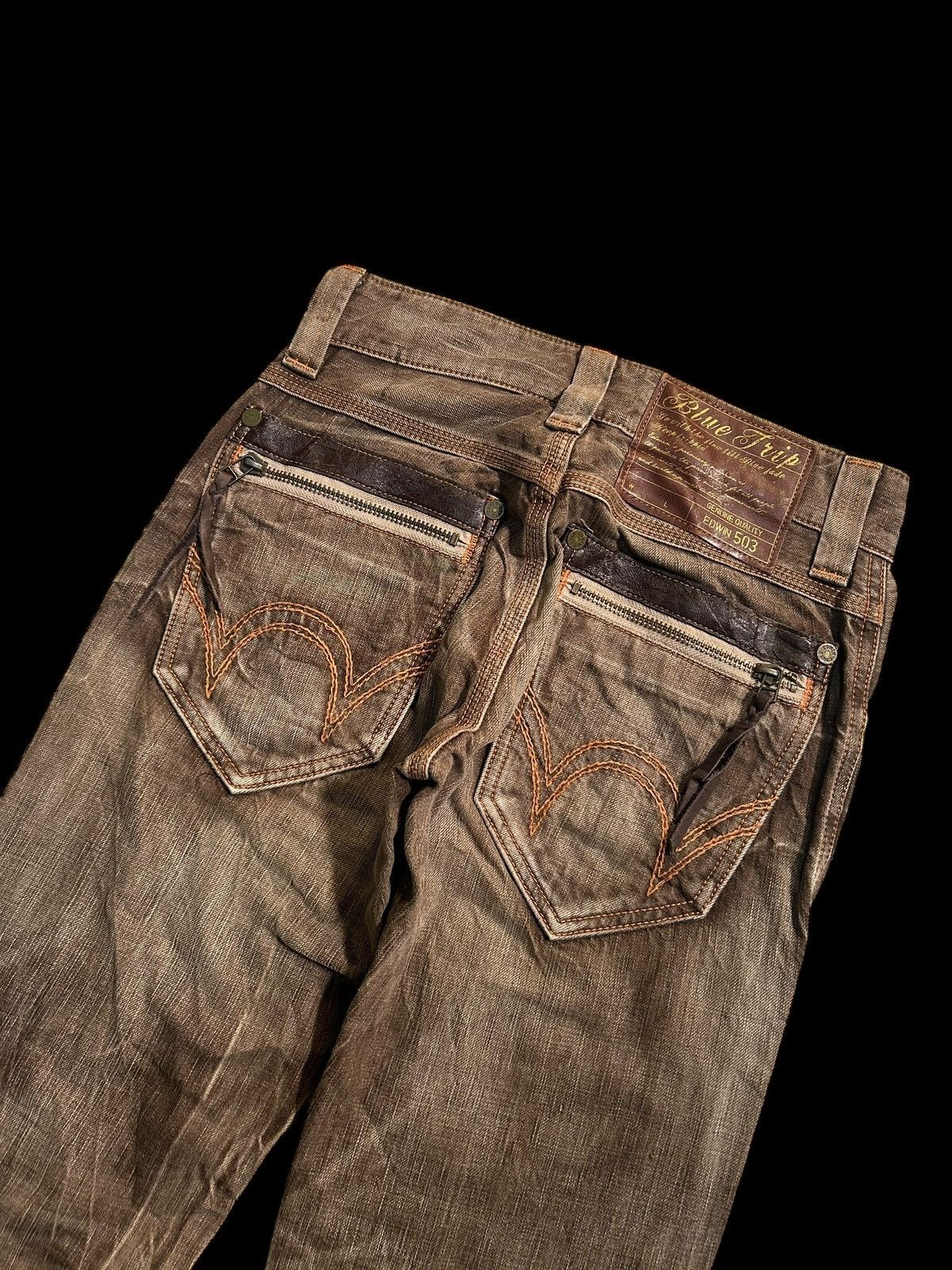 Edwin × Japanese Brand × Who Decides War VINTAGE EDWIN503 RUSTY FADED MUD WASH DENIM JEANS RARE Size US 28 / EU 44 - 4 Thumbnail