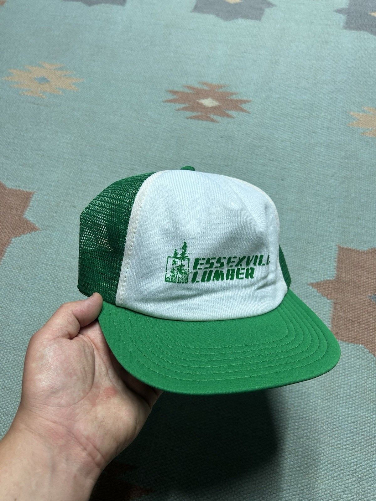 Vintage Vintage 80s trucker hat Essexville Lumber green white USA Size ONE SIZE - 1 Thumbnail