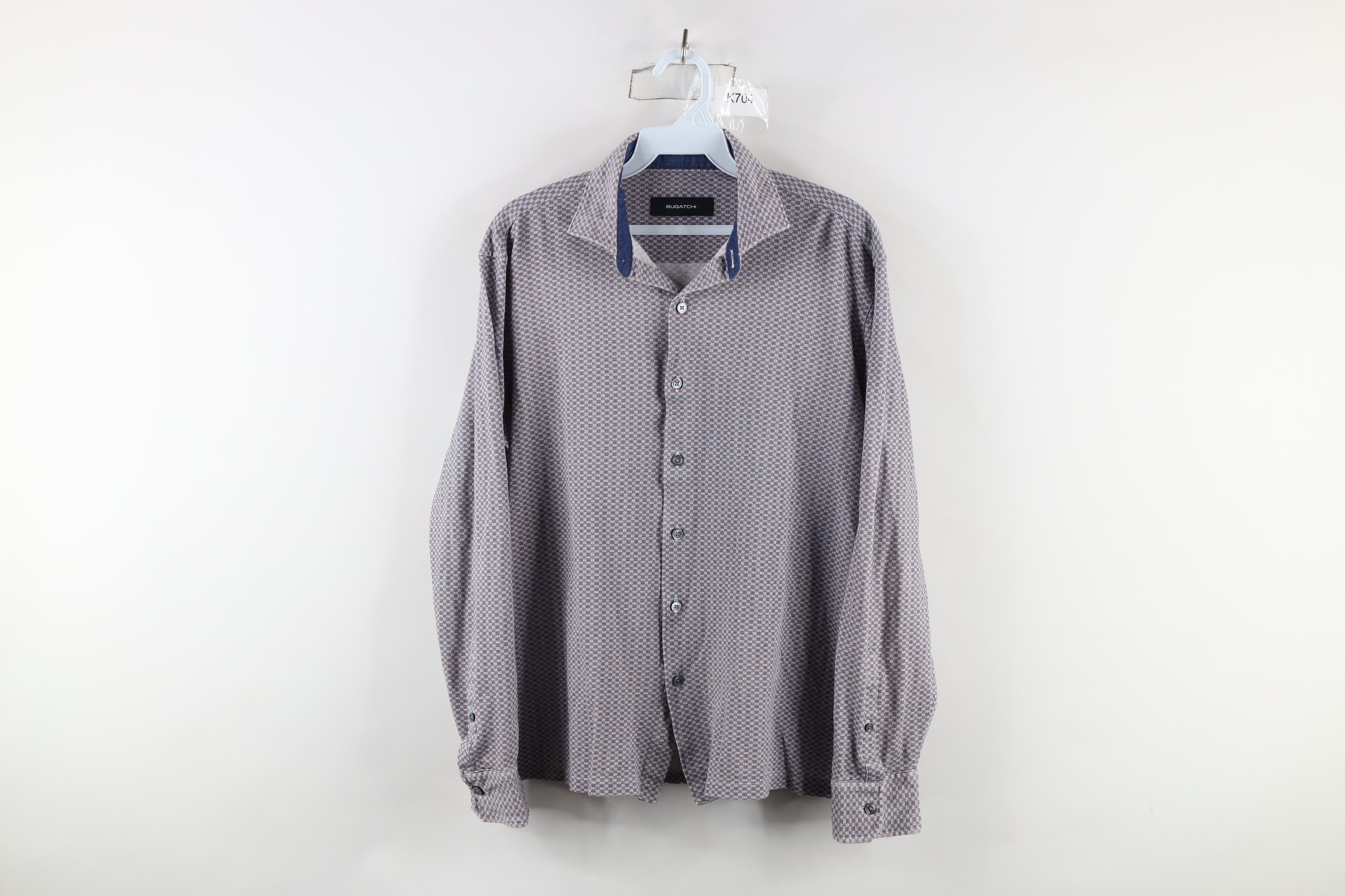 Vintage Bugatchi Uomo Knit Collared Long Sleeve Button Shirt Size US M / EU 48-50 / 2 - 1 Thumbnail