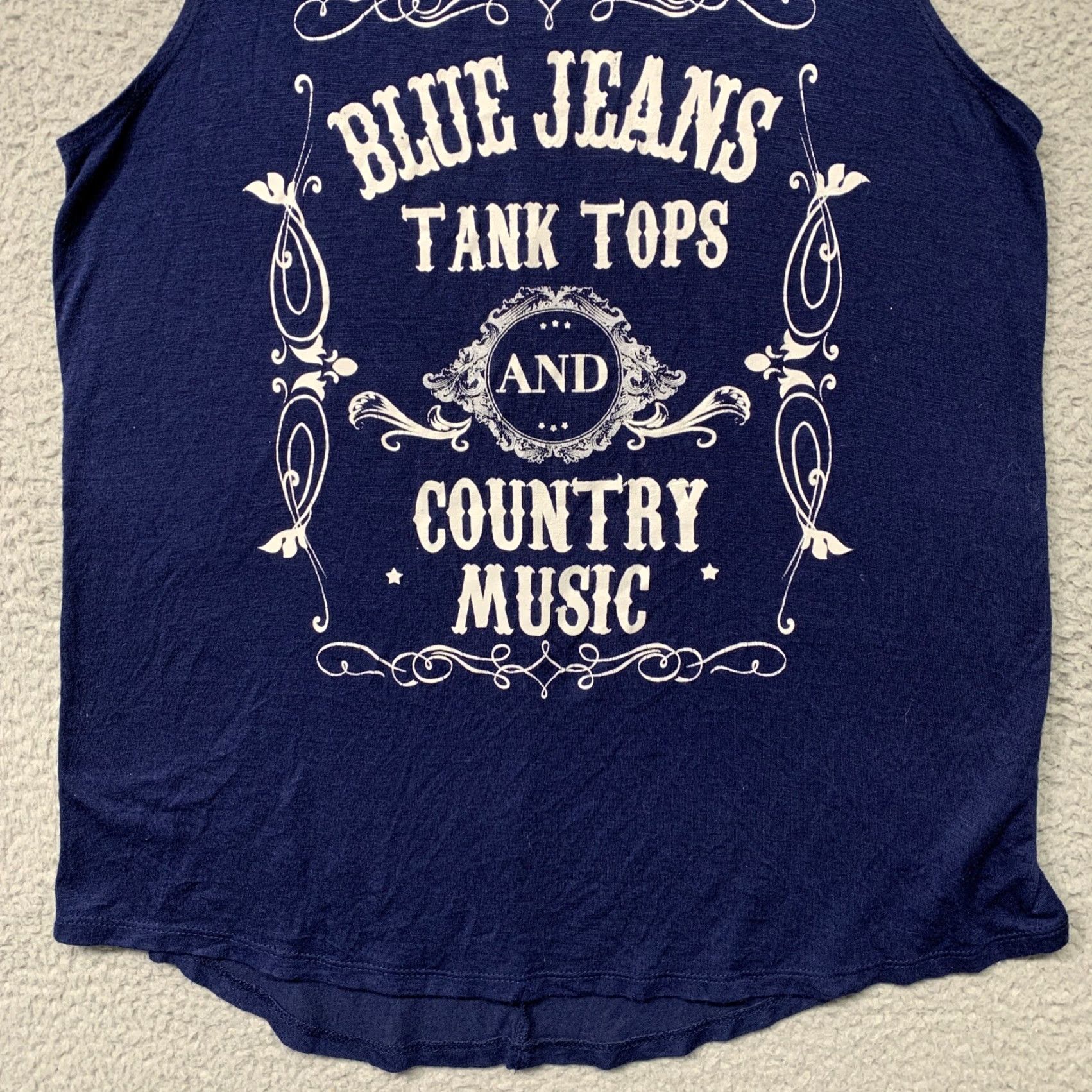 Vintage Rebellious One Tank Top Women’s Small Blue White Graphic Rounded Hem Shirt Womens Tank Top Short Sleeveless Round Neck Size S / US 4 / IT 40 - 3 Thumbnail