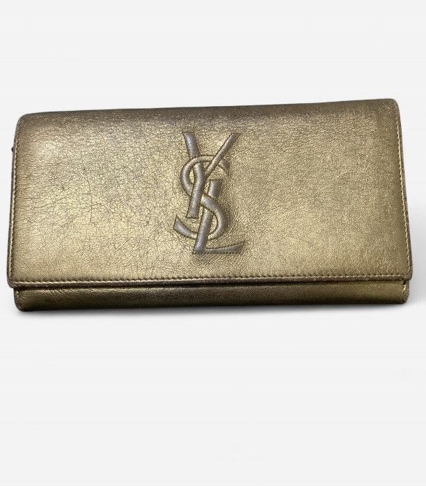 Yves Saint Laurent Yves Saint Laurent Metallic Gold Leather Wallet Size ONE SIZE - 2 Thumbnail