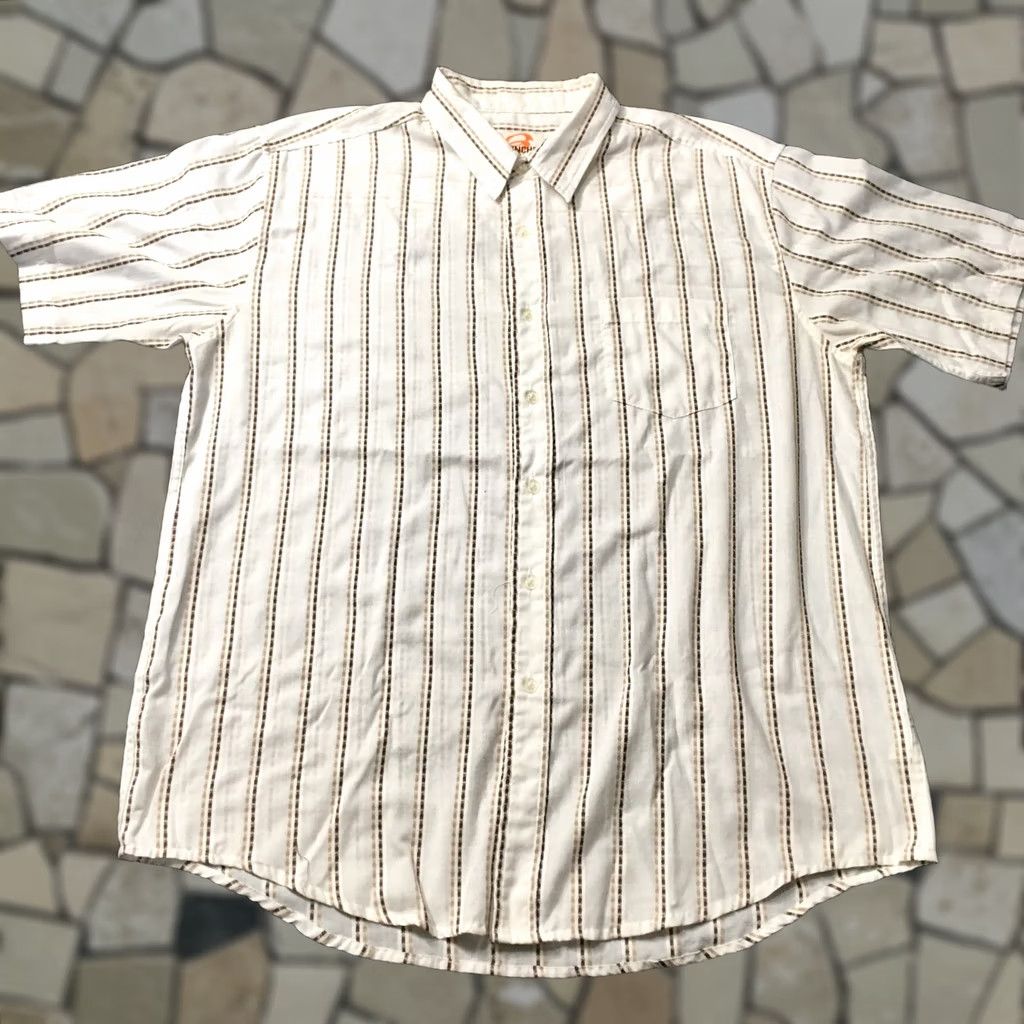 Anchor Blue Anchor Blue Shirt Men's XL White brown Stripes Short Sleeve Embroidered Size US XL / EU 56 / 4 - 1 Thumbnail