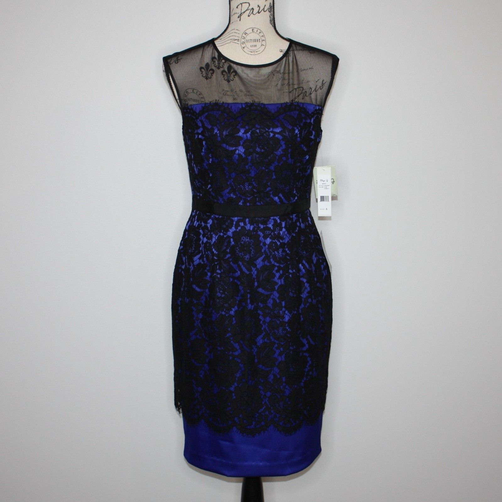 Other Eliza J Illusion Yoke Lace Overlay Sheath Dress MSRP $178 Size M / US 6-8 / IT 42-44 - 8 Thumbnail