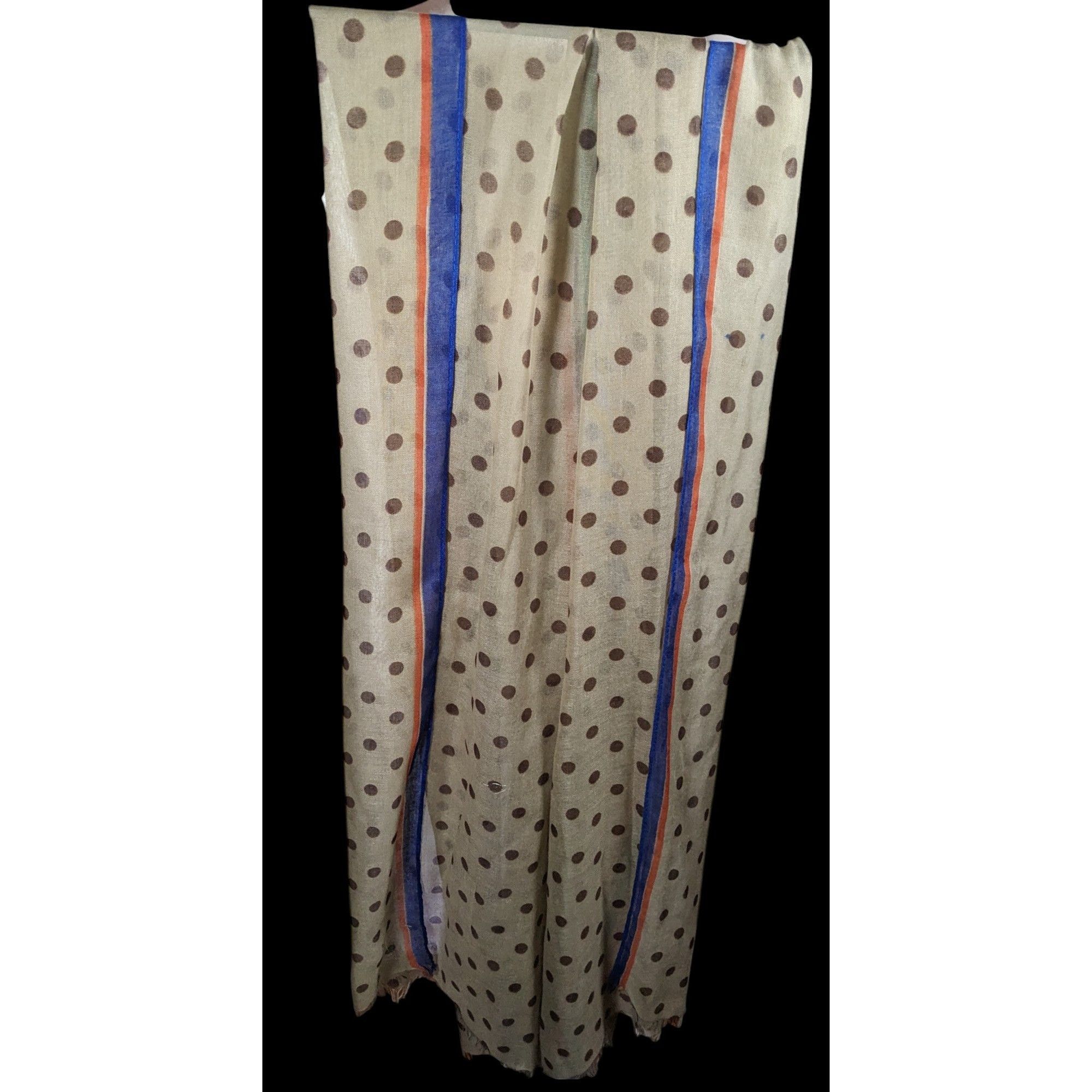 Other Vintage 70s Taupe Scarf With Brown Polka Dots And Rainbow St Size ONE SIZE - 4 Thumbnail