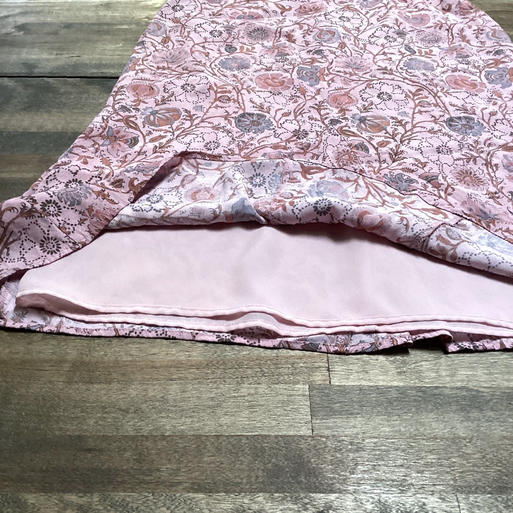 Pinko Sigrid Olsen Sport Skirt Women 6 Midi Dusty Pink Floral Rayon Back Zip Lined A-Line Casual Business Travel Summer Spring Fall Size 28" / US 6 / IT 42 - 4 Thumbnail